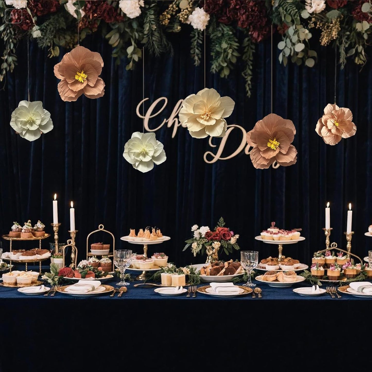 BRT Bearingshui Crepe Paper Flowers Decoration for Wall Total 9 Pcs, Artificial Flowers for Wedding Decor,Flower Backdrop Decor, Baby Bridal Shower Birthday Party, Pink Peach Beige 3D Wall Flowers