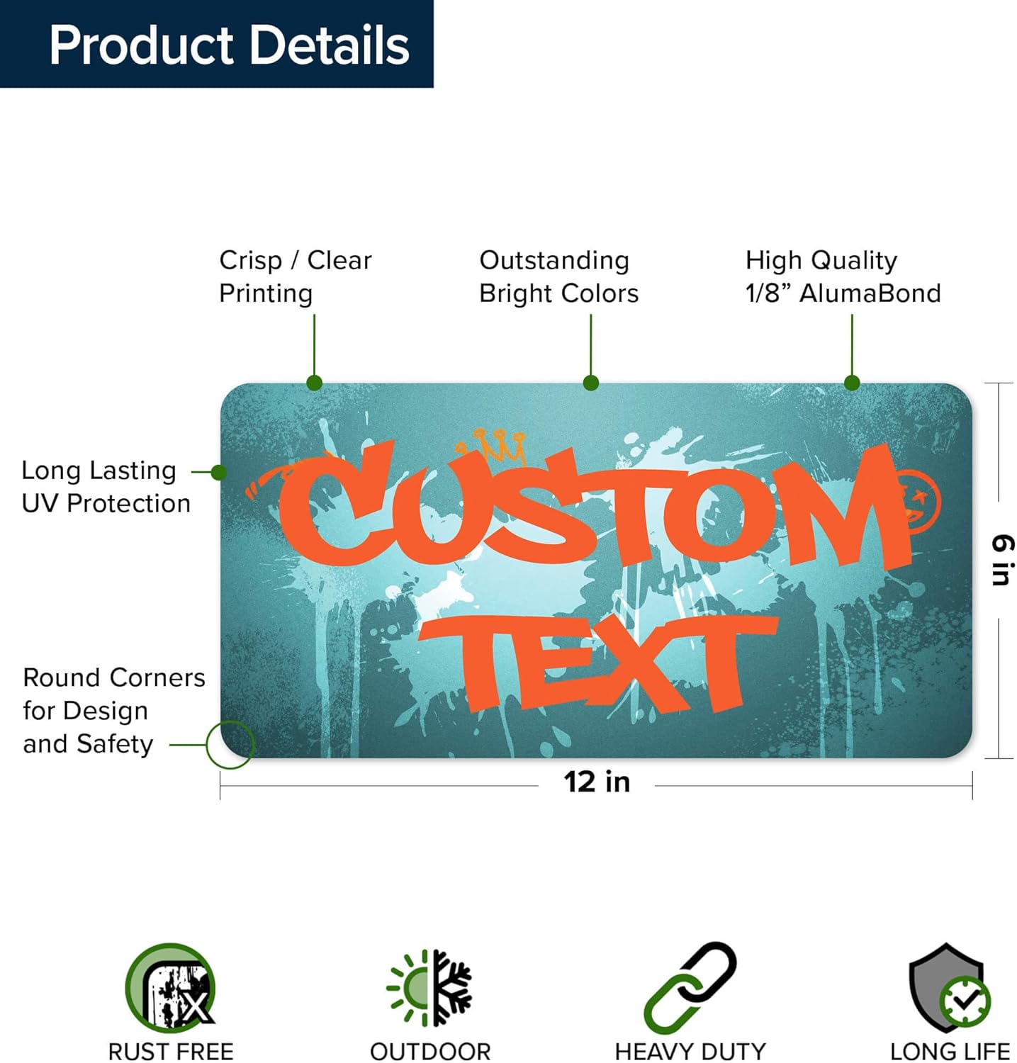 Custom Sign, Custom Street Sign, 11 Font Colors, 13 Font Styles, 4 Hole Options, 22 Sizes, 6x12 Inches, Rust Free DiBound, Fade Resistant, Made in USA by My Sign Center (Graffiti)