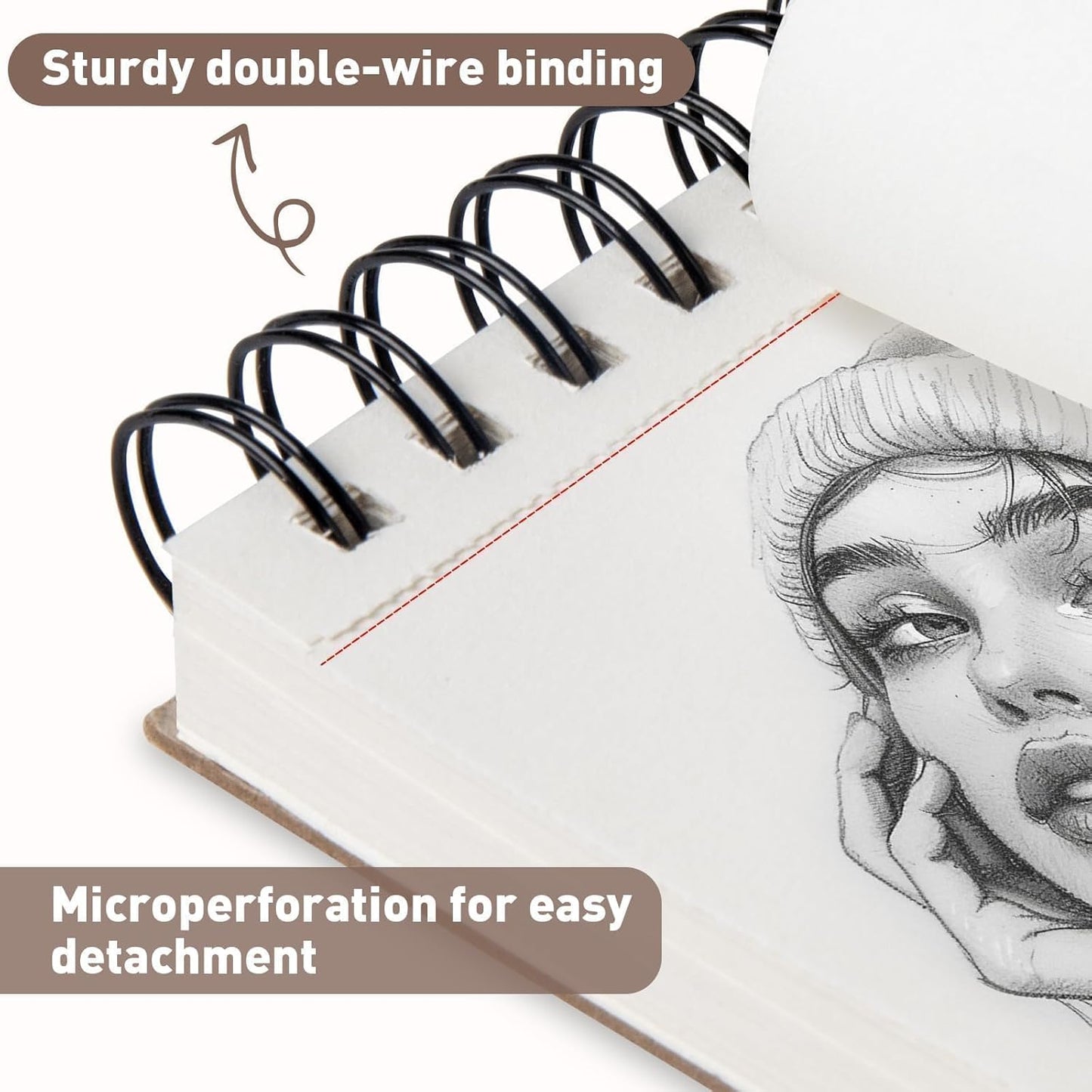 Umriox 9" x 12" Sketch Book, 2-Pack Sketch Pad (100 Sheets Each), Top Spiral Bound Sketchbook, Acid-Free Drawing Paper, Art Drawing Pad for Artists, Students and Designers