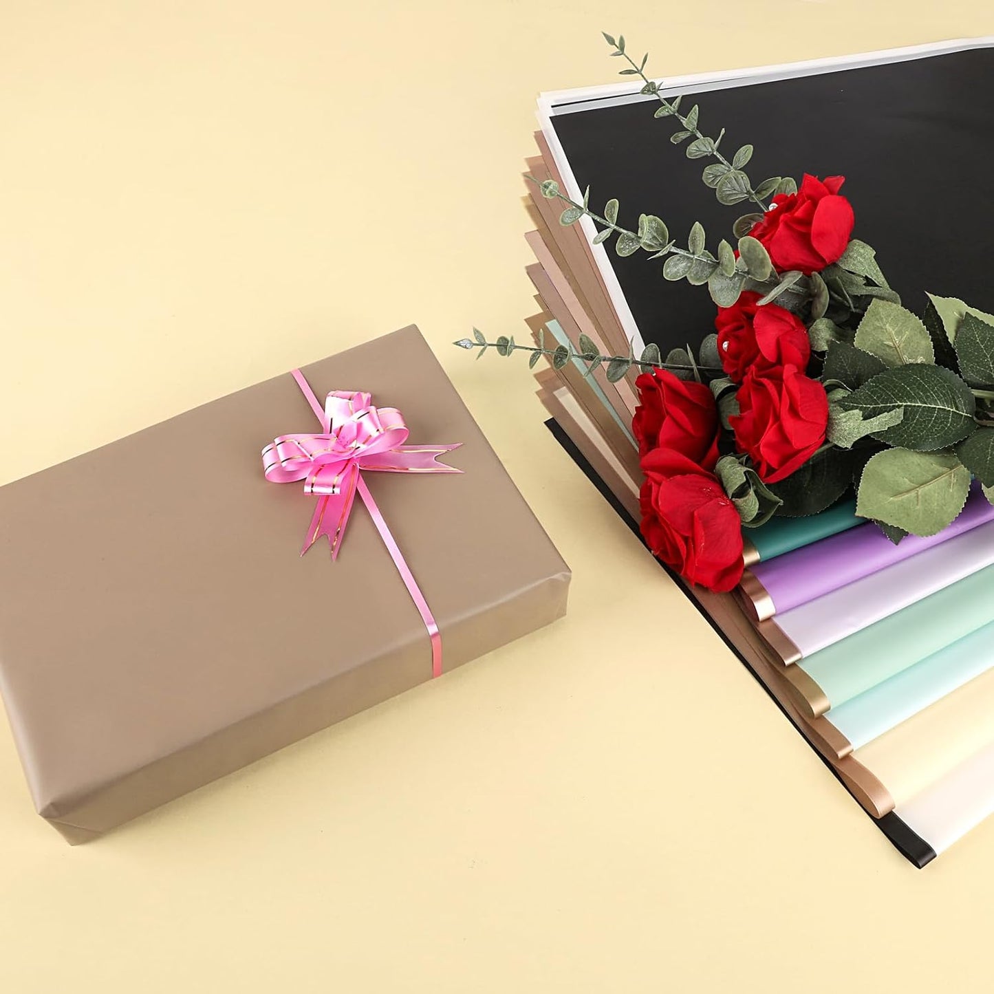 NESCCI 20 Sheet Flower Wrapping Paper - Waterproof Floral Bouquet Wrapping Paper, Florist Supplies Packaging Paper for Wedding Birthday Gift DIY (Lavender)