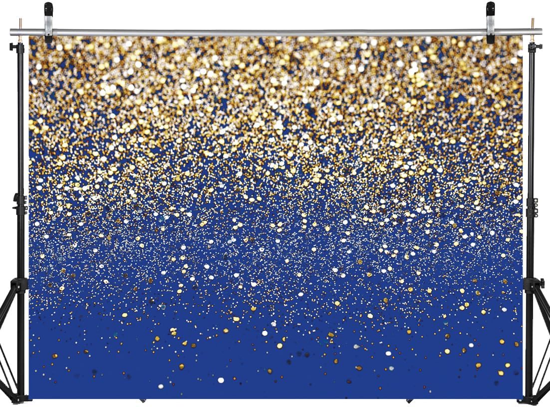 SJOLOON Blue Glitter Backdrop Royal Photo Backdrop for Birthday Party Decoration Graduation Studio Props 12558 (7x5FT)