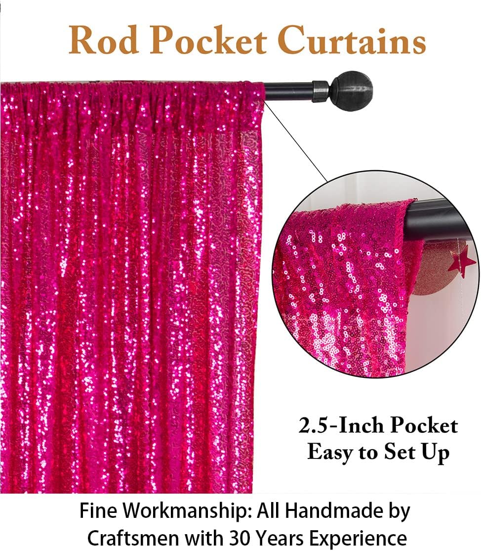 ShiDianYi 4x6ft Hot Pink Sequins Backdrop - Photo Booth Background for Parties Events, Sparkly Photography Decoration
