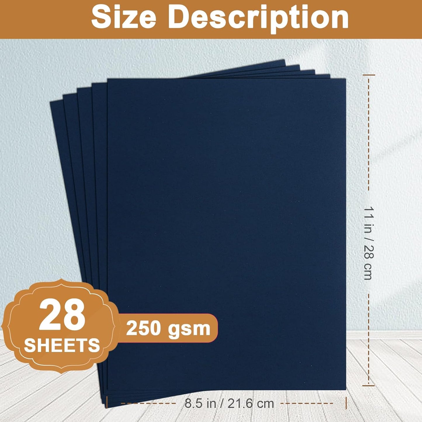 28 Sheets Navy Blue Cardstock 8.5 x 11 Scrapbooking Paper, 92lb Heavyweight Card Stock Printer Paper for DIY Making Cards, Greeting Cards, Wedding Invitations, Birthday, Menus