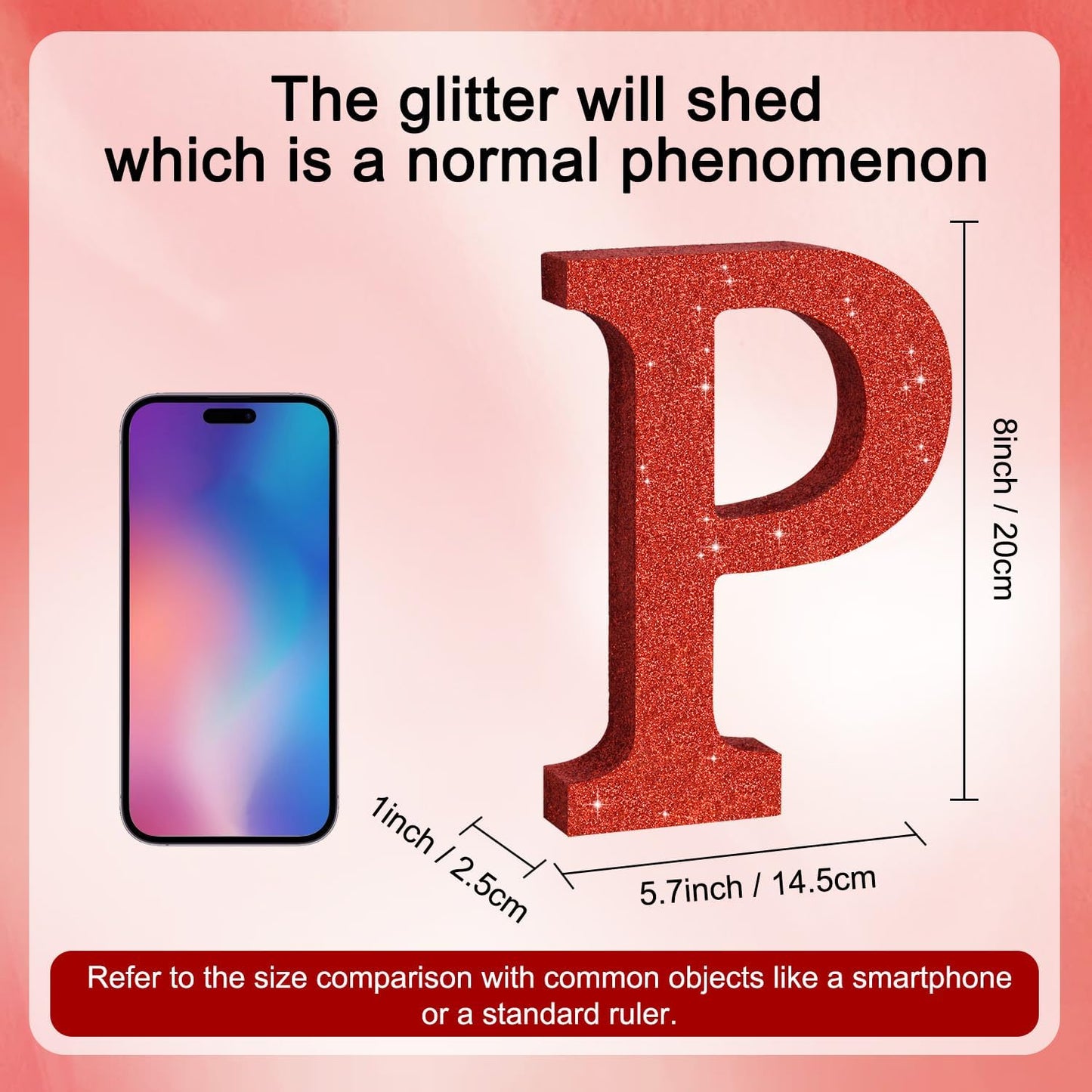 TONIFUL 8 Inch Red Glitter Letter P Table Centerpiece A-Z Red Birthday Party Decorations,Red Alphabet P for Birthday,Chrismas,Graduation,Bridal Shower,Wedding,Anniversary Party Supplies