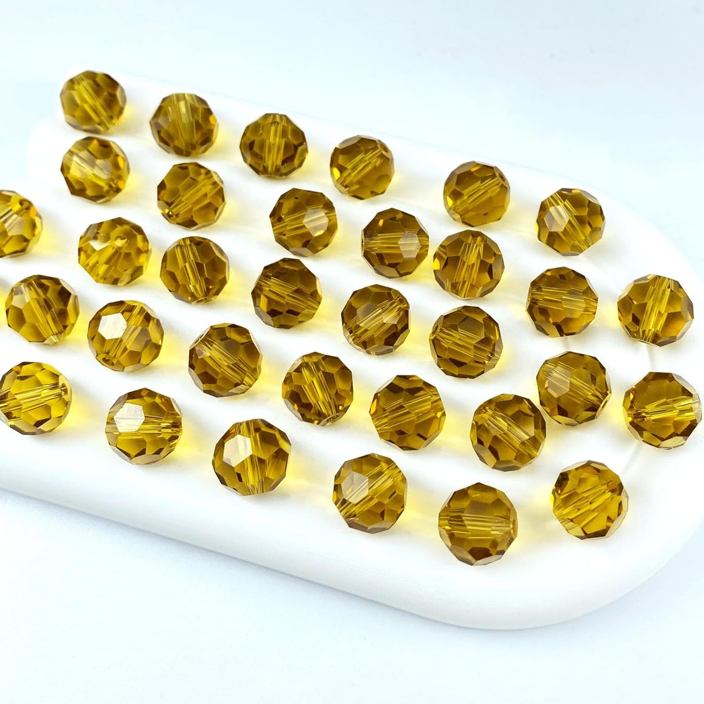 200 PCS 6mm Crystal Glass Beads Round Multiple Faceted Loose Spacer Glass Beads for DIY Handcrafte Bracelet Necklace Earring Jewelry Making(Amber)