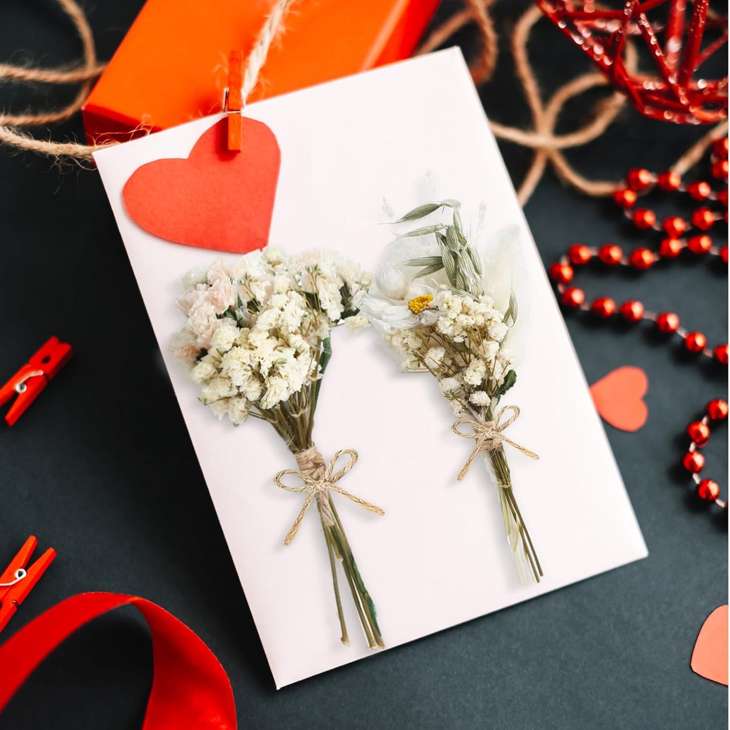 12/24 Pack Dried Flowers for Vase Various Mini Bouquet Dried Small Wildflowers Natural Real Flowers Bulk for Crafts DIY Wedding Decor (24, Plain Colour)