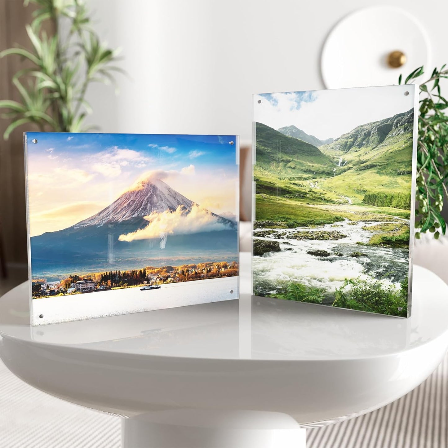 8x10 Acrylic Picture Frame 3 Pack, Clear Freestanding Double Sided Frameless Magnetic Photo Frames, Desktop Display Decor Gift