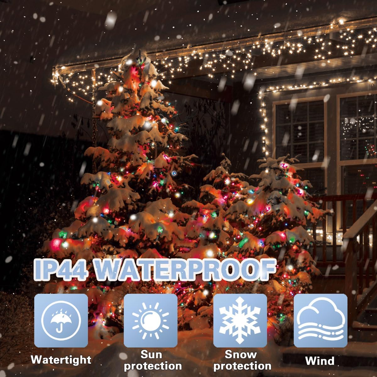 LAMPHOME 66ft Christmas Decorative Mini Lights, 200 LED Transparent Wire Fairy Starry String Lights Plug in, 12 Lighting Modes for Outdoor Xmas Tree Wedding Party Decoration (Warm and Multicolor)