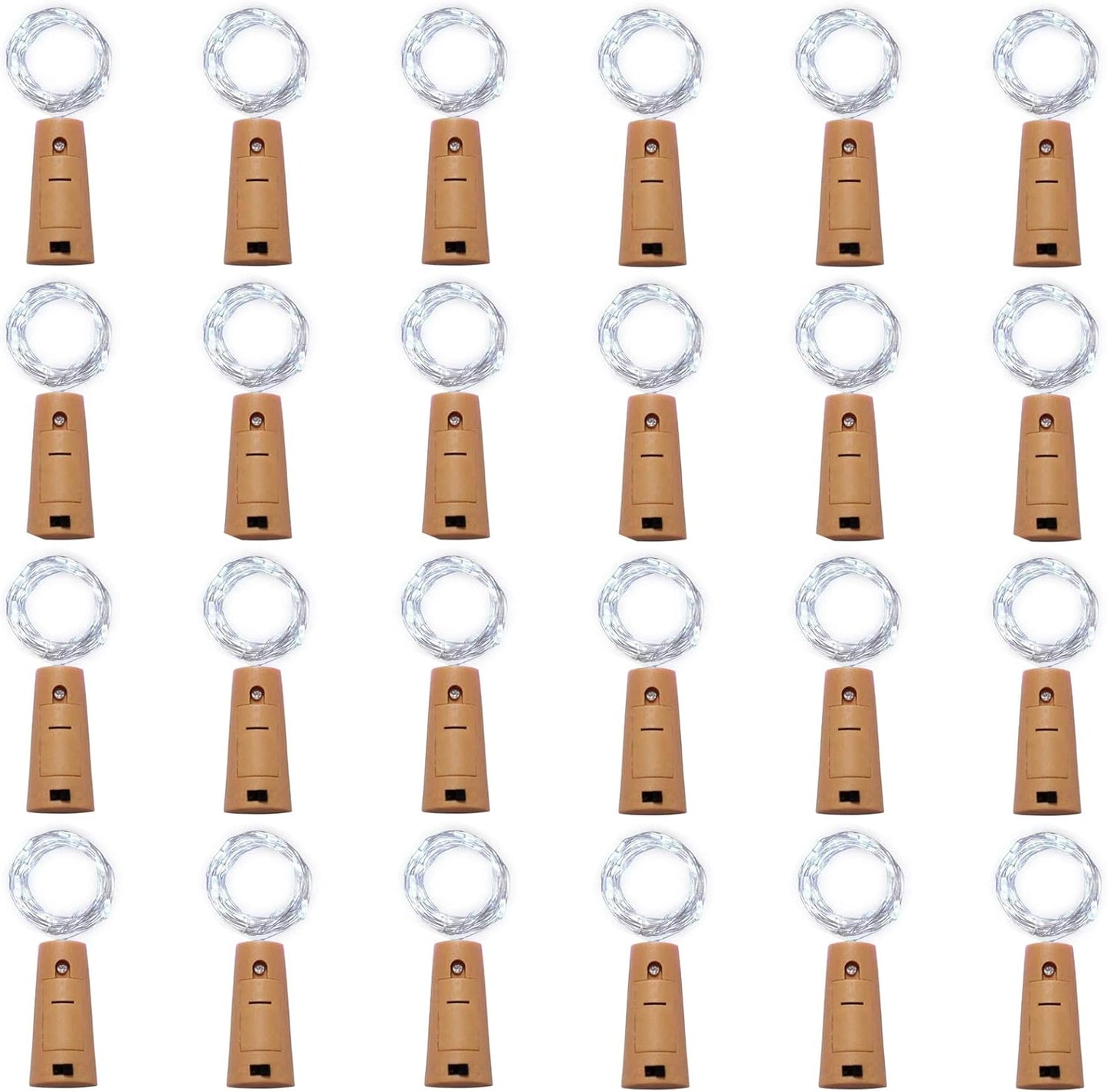 24 Pack 20 LED Wine Bottle Cork Lights, Fairy Mini String Lights Copper Wire, Battery Operated Starry Lights for DIY, Christmas, Halloween, Wedding, Party, Indoor&Outdoor (24 Pack, Cool White)