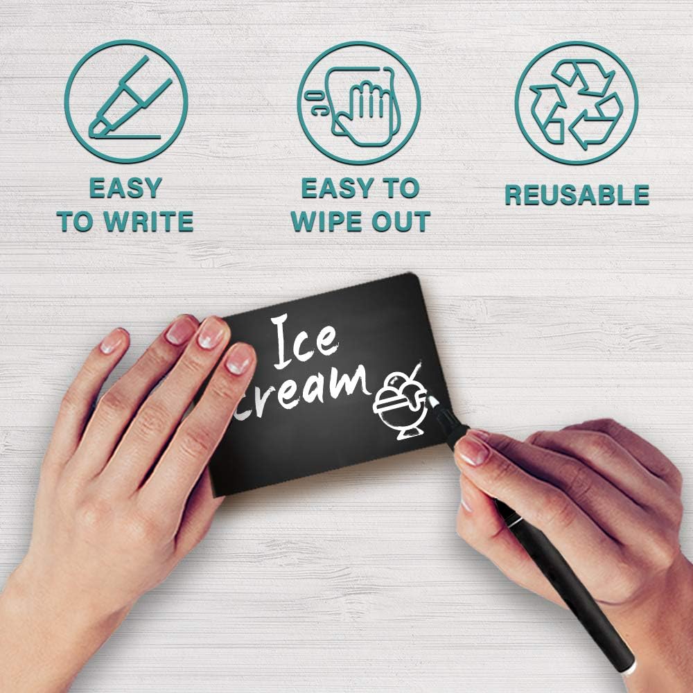 20 Pack Chalkboard Tent Signs 4x3 – Mini Tabletop Food Labels for Buffet Wedding & Party Use – Plastic Reusable Chalk Name Tags & Display Signs for Events