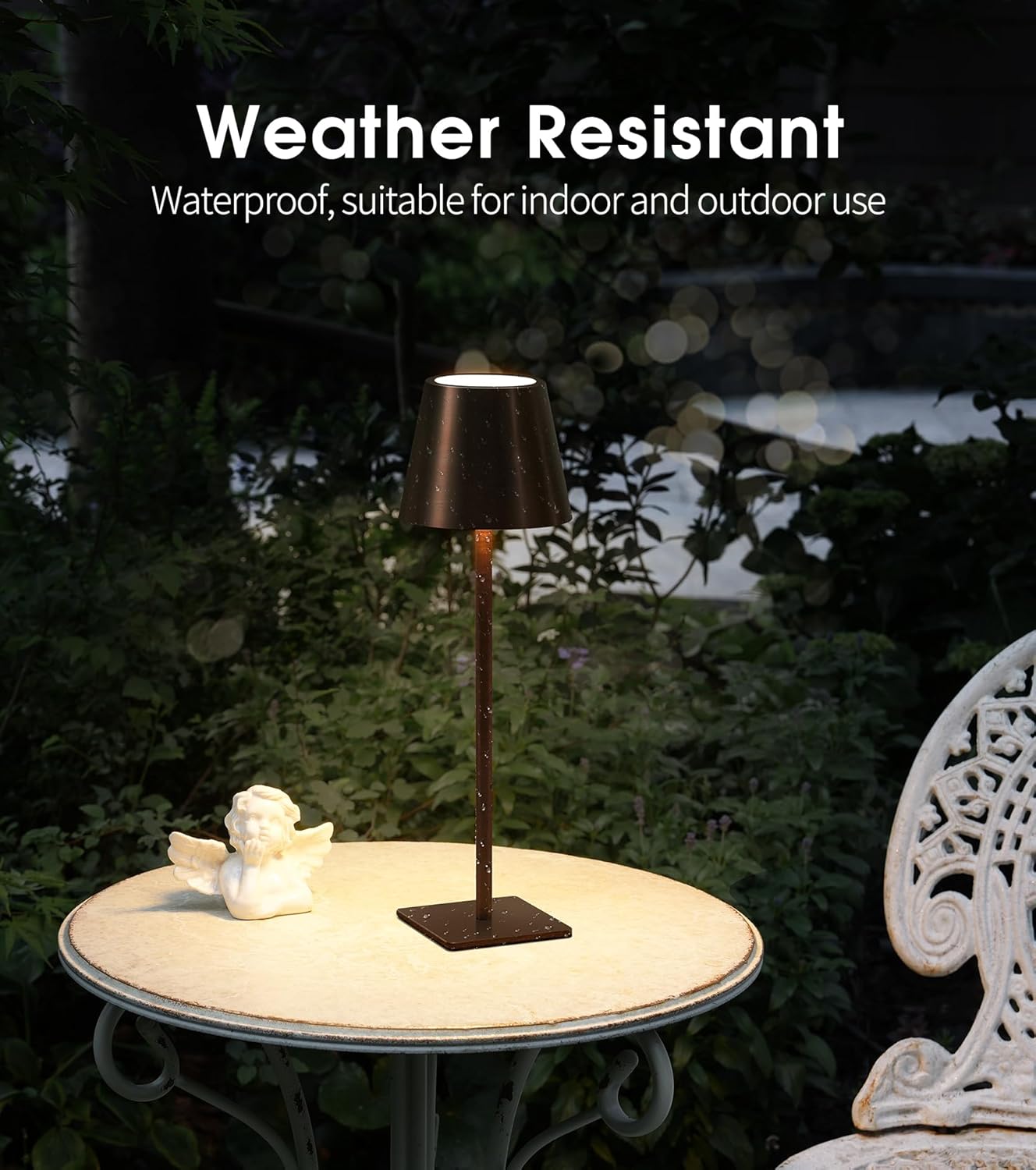 UME 3 Pack Cordless Table Lamp, Battery Operated Lamp - Portable Waterproof Rechargeable Table Lamp w/ 3 Color Temps & Stepless Dimming for Dinner, Desk, Cafe, Outdoor (Brushed Bronze | Coffee Tonal)