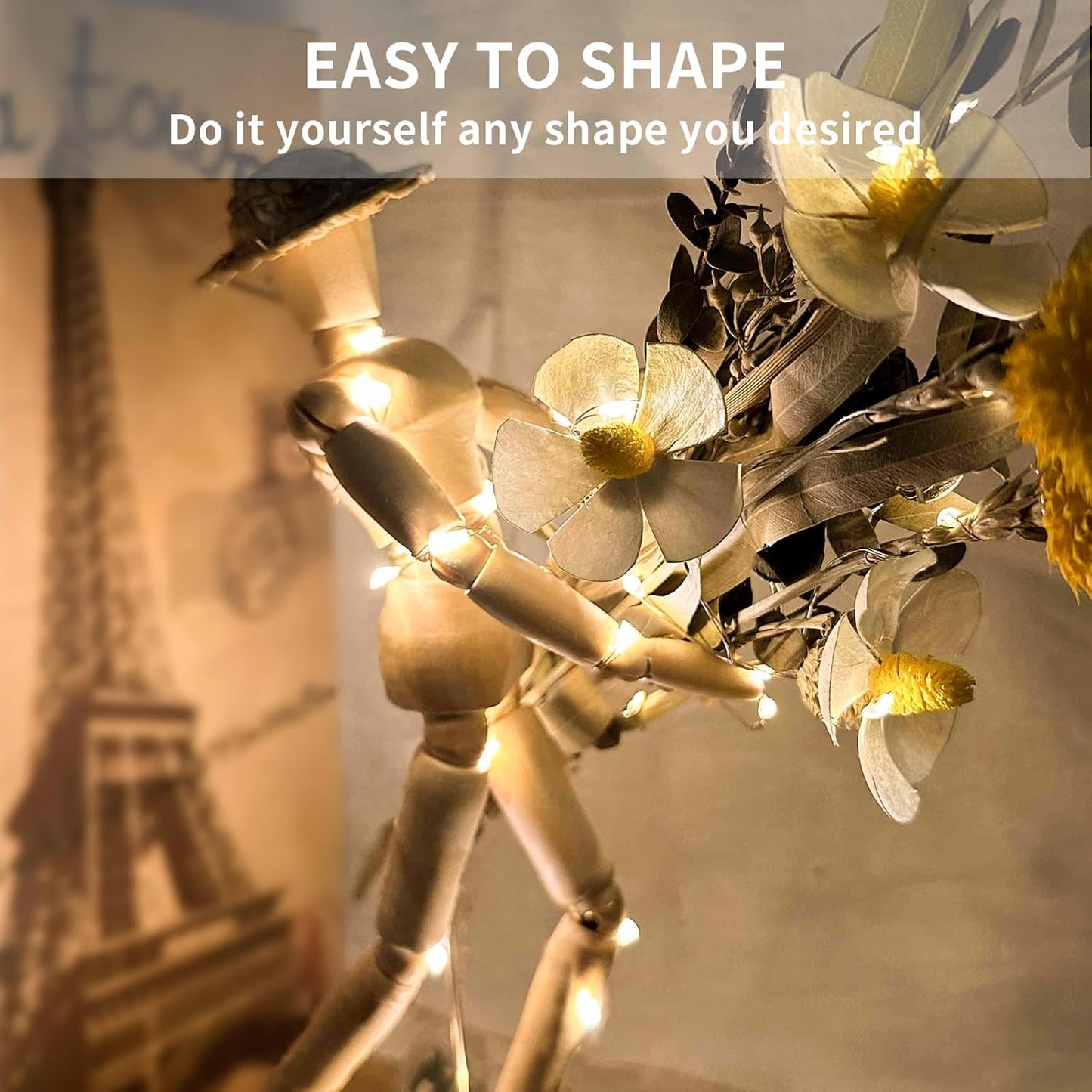 Aogist Led Fairy Lights 3 Modes Battery Operated String Lights Waterproof Silver Wire 7 Feet Firefly Starry Moon Mason Jar Lights for DIY Wedding Party Christmas (Warm White, 8 Pack)