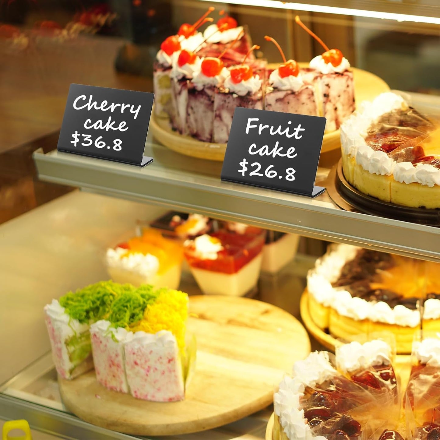 12 Pack Acrylic Mini Chalkboard Signs for Food, Black Mini Tabletop Chalkboard Signs, Small Buffet Chalkboards Signs for Weddings, Birthday Parties, Message Board Signs, Buffet, Bakery and Retail