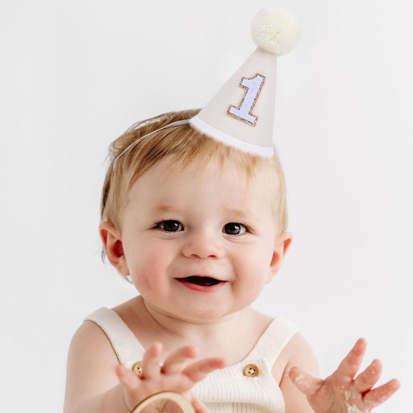 MAMUXI Natural Boho Birthday Hat - 1st Birthday Hat,Natural Boho First/1st Birthday Decorations,Cake Smash Photo Prop