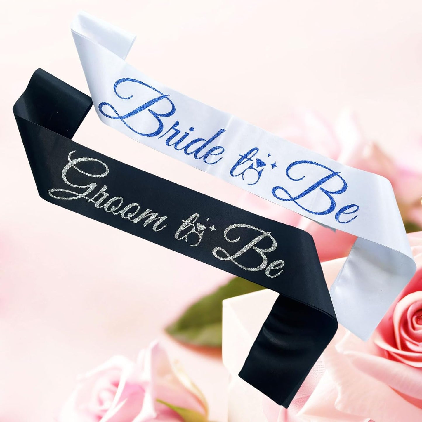 Bride Sash Bachelorette Party Bride and Groom to Be Sash for Bridal Shower Wedding Hen Party Decorations Engagement Gifts,White Blue