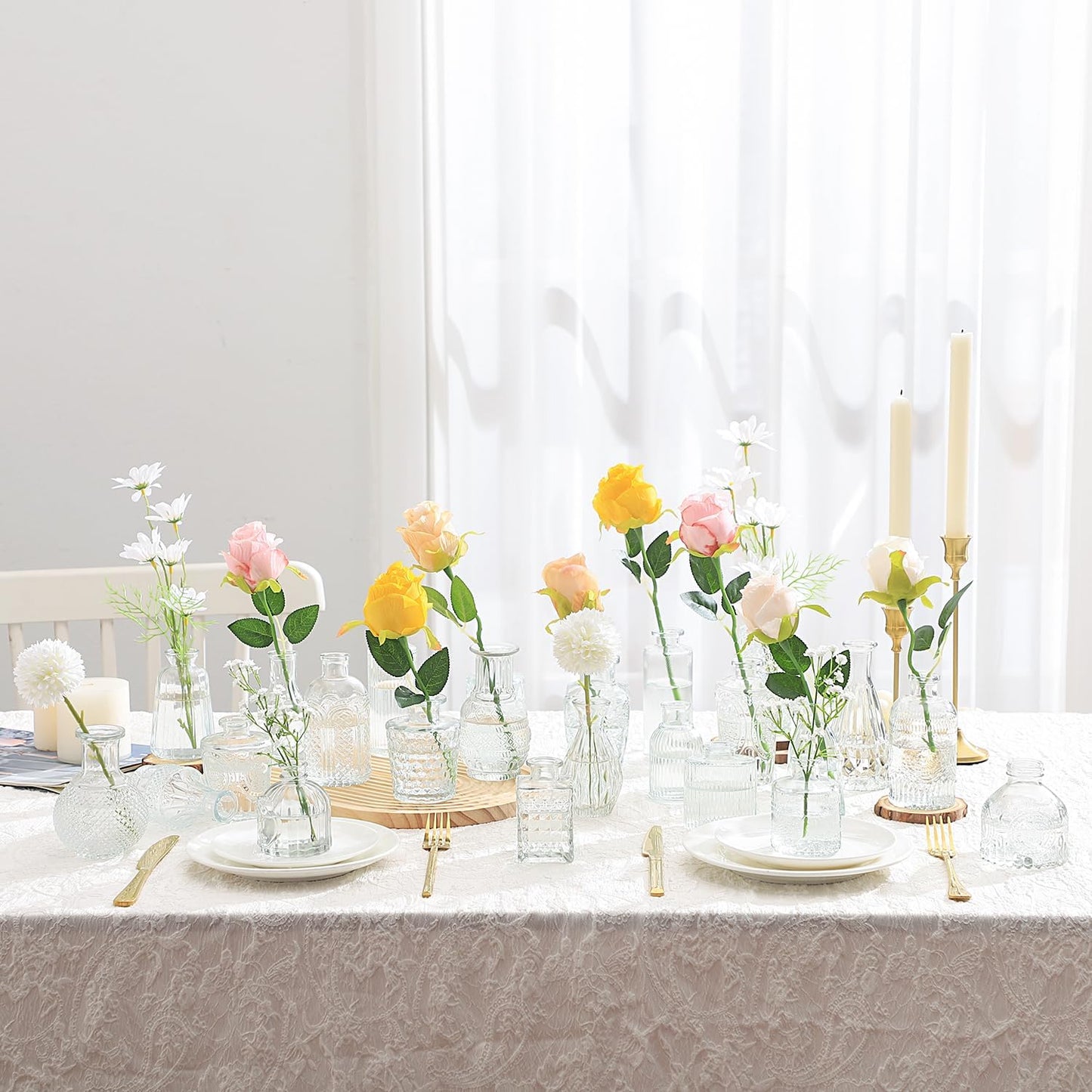 Bud Vases in Bulk 24, Small Vase for Flowers, Glass Vase for Centerpieces, Small Flower Vases for Centerpieces, Mini Vases, Vintage Vase, Clear Bud Vases for Wedding Table Decor