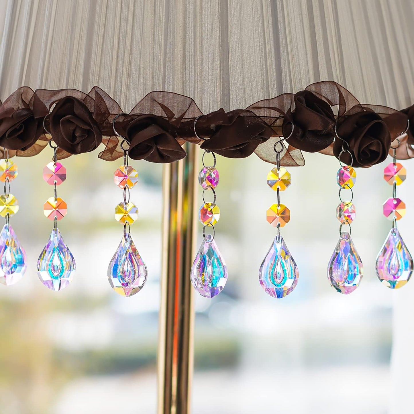 20pcs Colorful Crystals Suncatcher for Chandeliers with Hooks,38mm Chandelier Crystals Replacement,Hanging Prisms for Windows,Wedding,Christmas Tree Decoration
