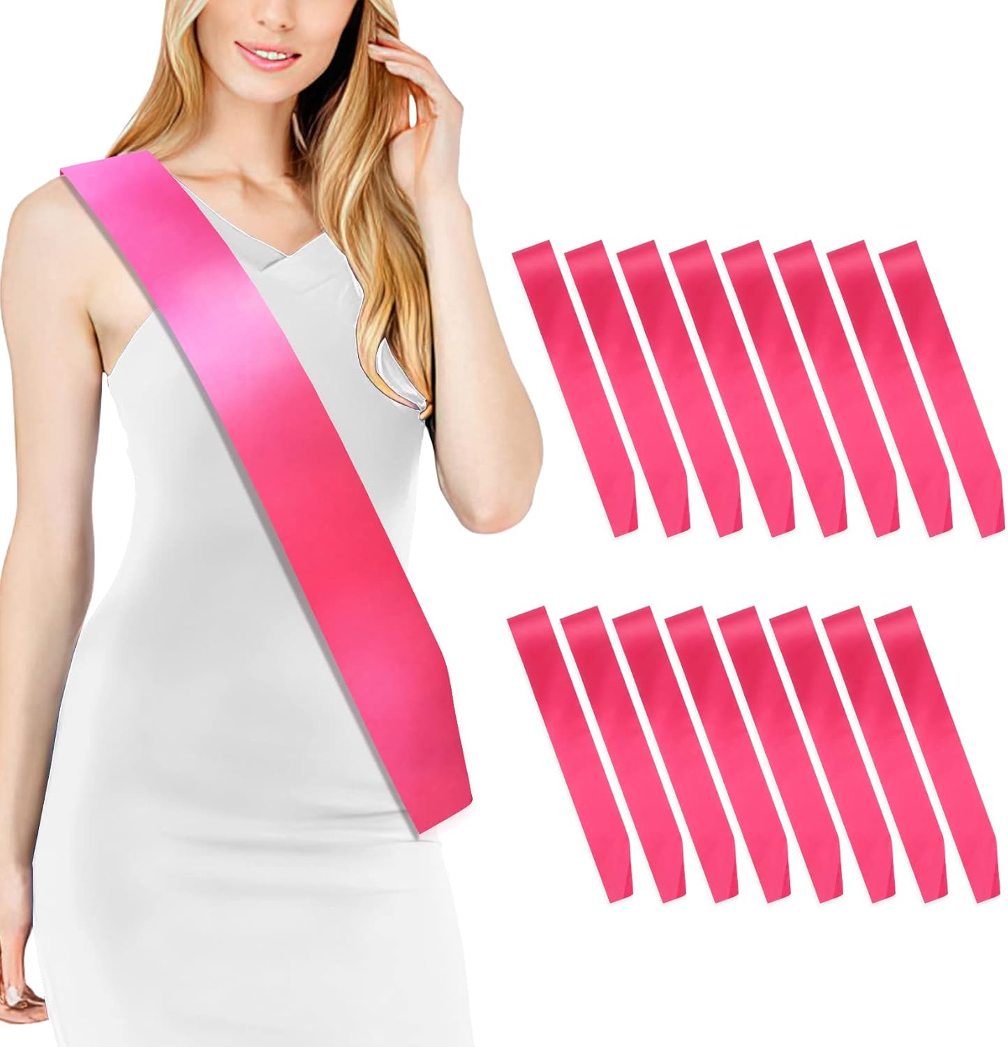 16pcs Blank Rose Satin Bride to Be Sash - Make Your Own for Pageants, Birthdays, Weddings, etc.