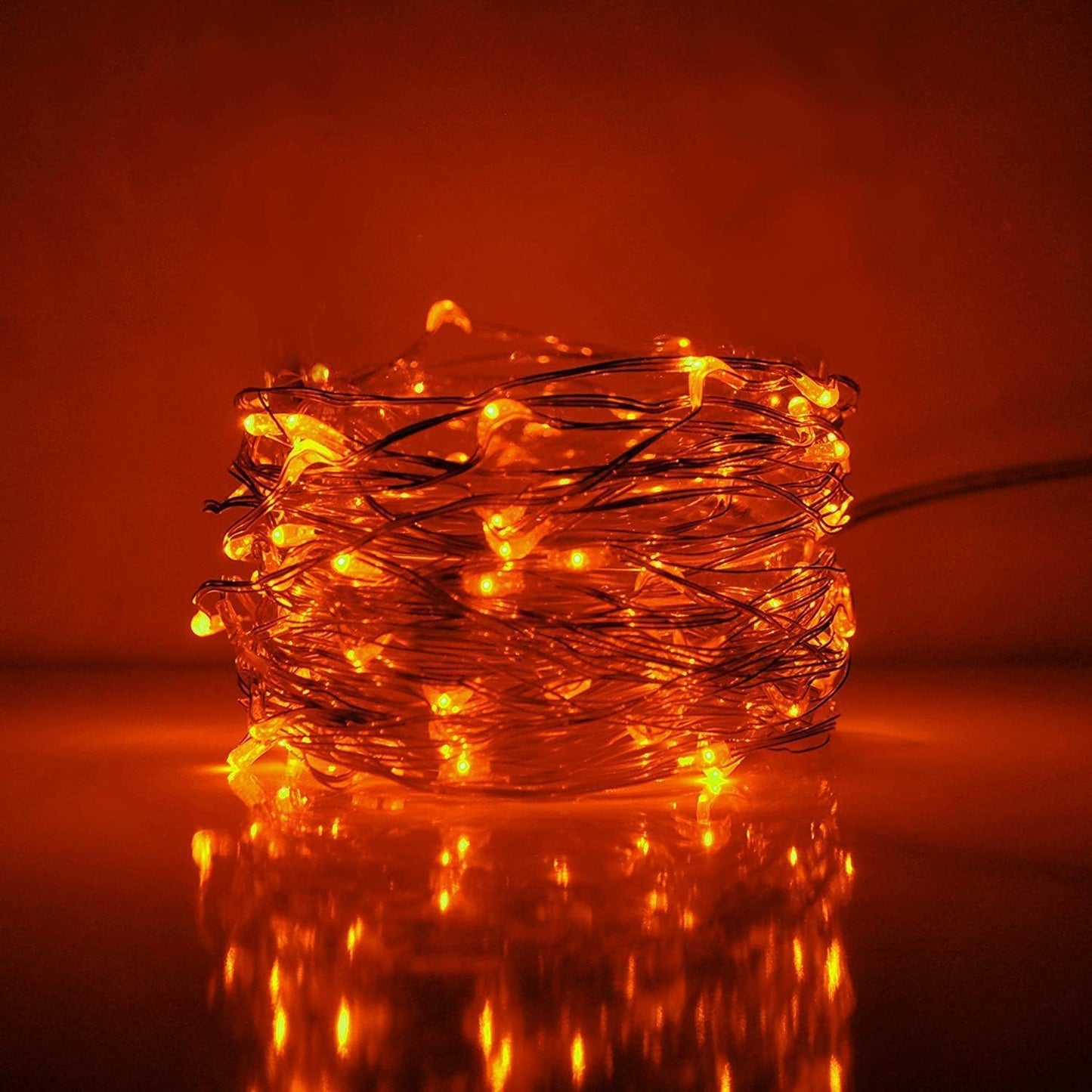 ANJAYLIA 2 Pack Orange String Lights for Halloween Battery Operated Fairy Lights, Twinkle Firefly Lights for Garden, Thanksgiving Day, Christmas Indoor Decoration