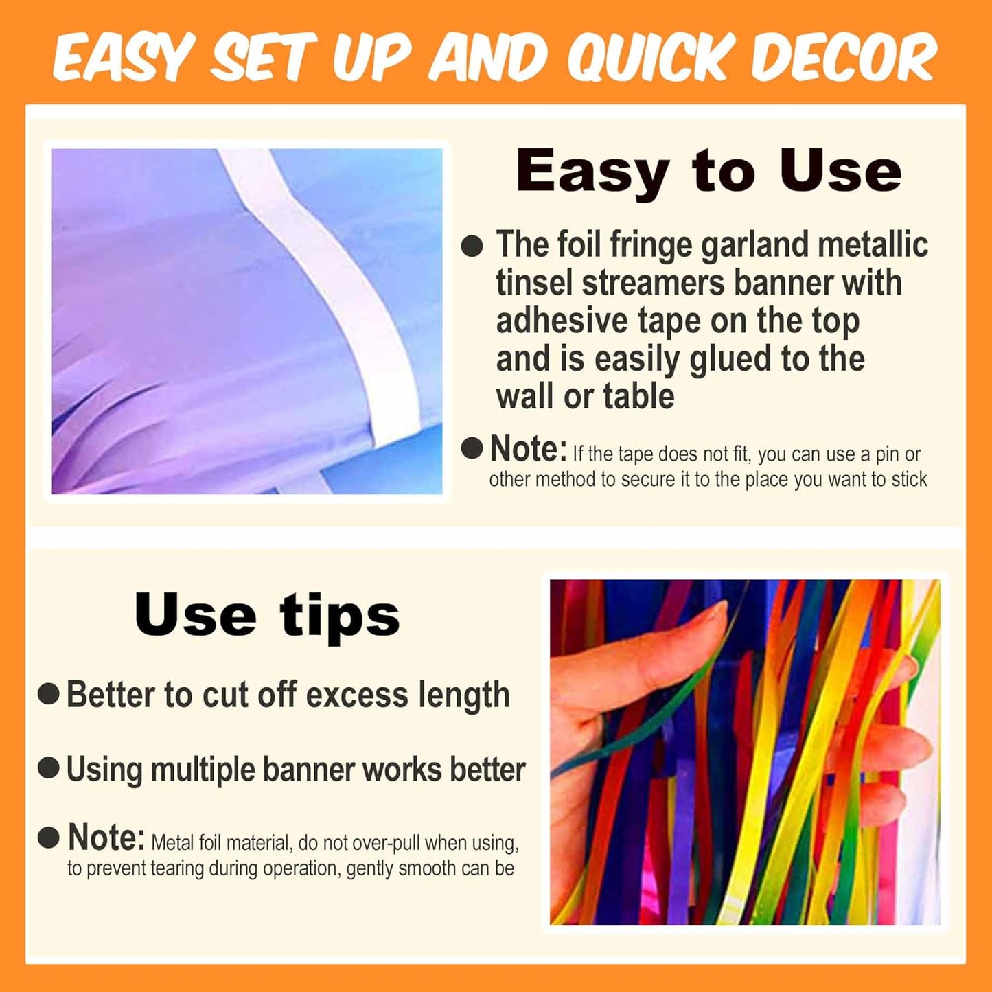 6 Pack 10 Ft Dark Rainbow Foil Fringe Garland Metallic Streamers Tinsel Banner Wall Hanging Garland Backdrop for Parade Floats, Halloween, Christmas, Thanksgiving, New Year Party Decorations