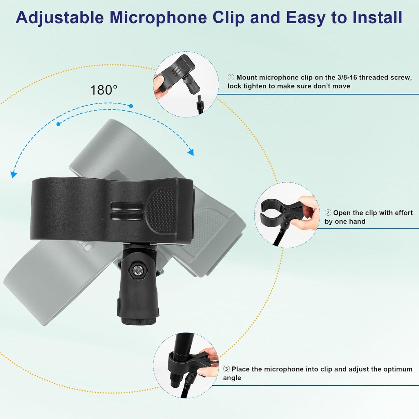 Microphone Stand Holder,21.5" Long Flexible Adjustable Magic Arm Super Crab Clamp Mic Clip 3/8"-16 to 5/8"-27 Adapter Mount,Compatible with Shure/Fifine /AT2020 /Pyle/Blue Snowball/Razer