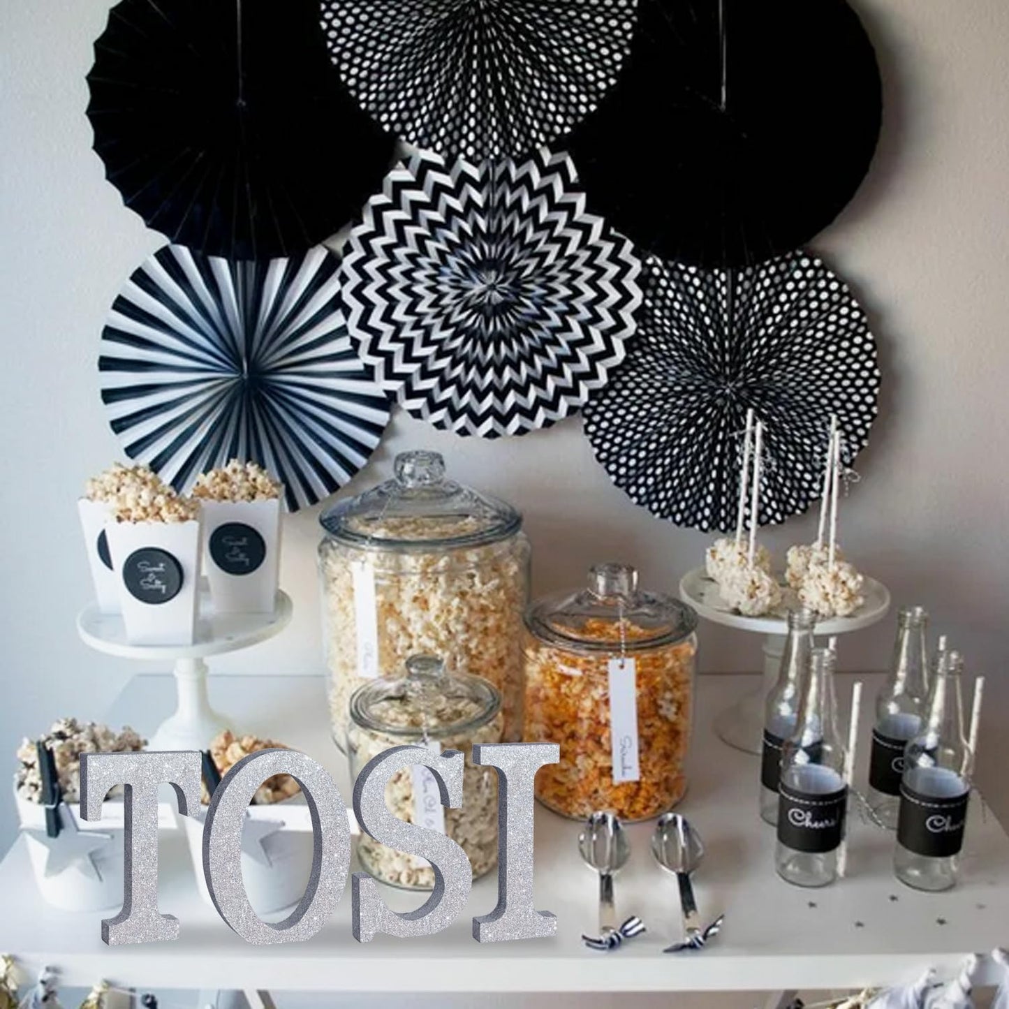 TONIFUL 8 Inch Silver Glitter Letter I Table Centerpiece A-Z Silver Birthday Party Decorations,Silver Alphabet I for Birthday,Chrismas,Graduation,Bridal Shower,Wedding,Anniversary Party Supplies