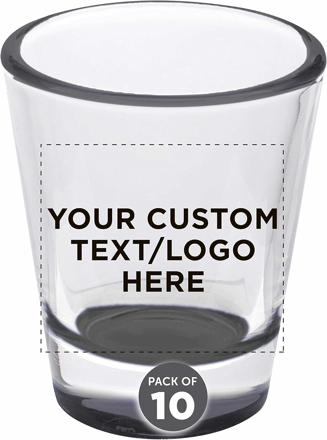 Custom Shot Glasses 1.75 oz. Set of 10, Personalized Bulk Pack - Great for Wedding Favors, Bachelorette Party Decorations, Party Fovors, Color Bottom - Black