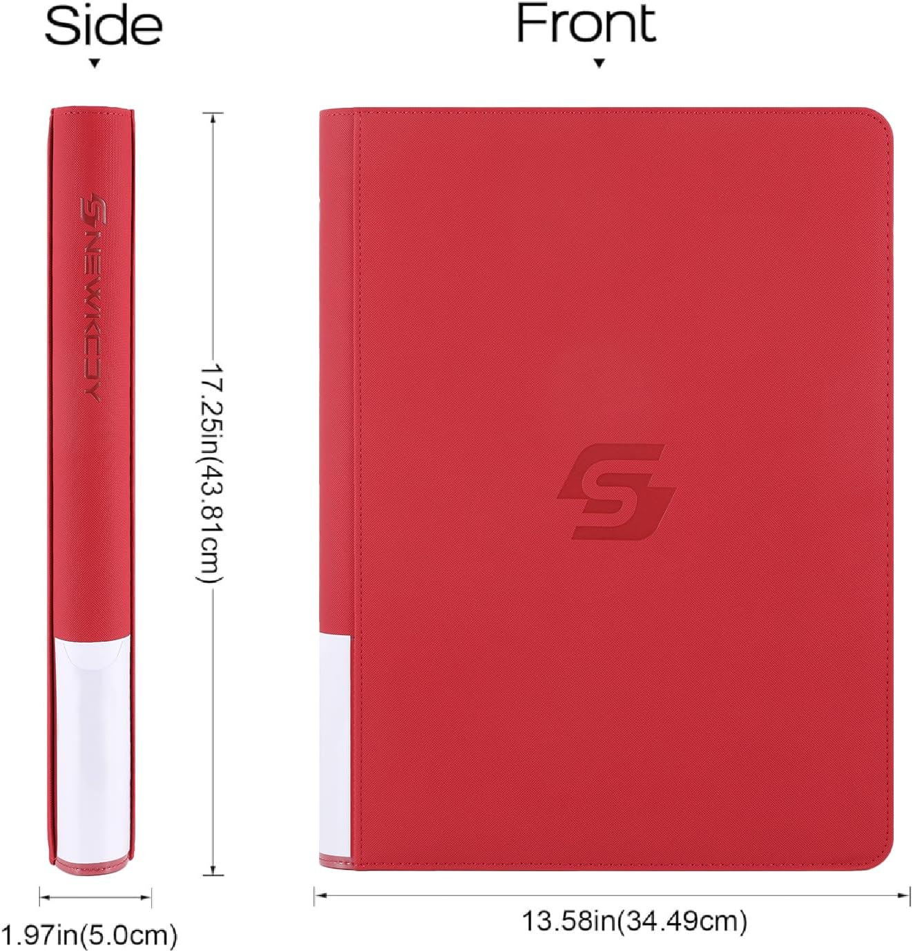 Snekdy premium 1024-pocket trading card binder, Card Albums 16 pockets, waterproof PU-leather Cover album with side loading, holds gaming, baseball (Red)
