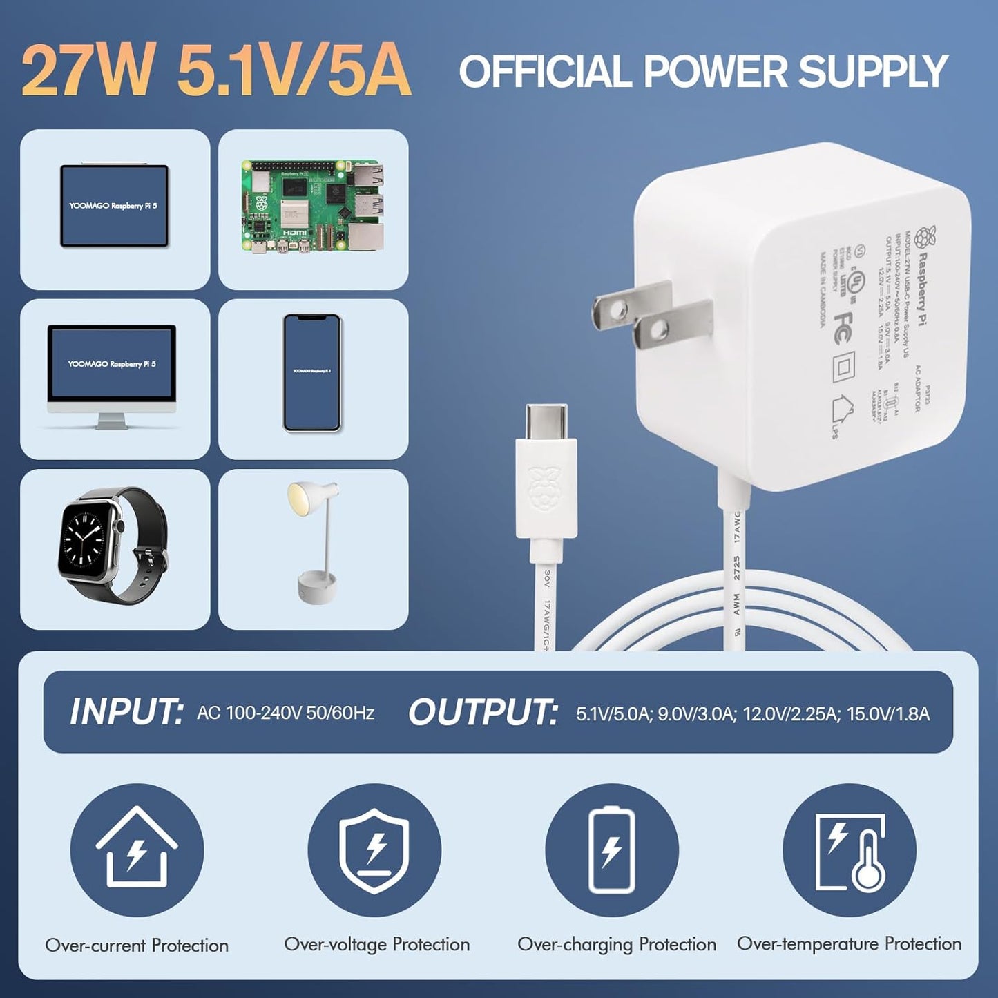 Raspberry Pi 5 Starter Kit with Pi 5 8GB RAM Board, 27W USB-C Power Supply, 128GB Card, Aluminum Case