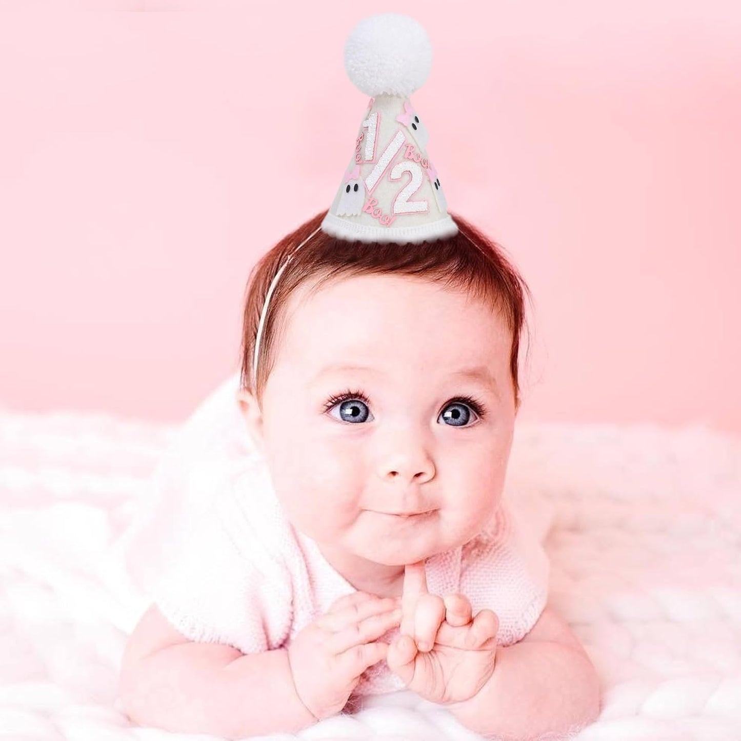WAOUH Half Birthday Hat - Bow Cake Smash Crown for 6 Month Baby, Mini Photo Prop