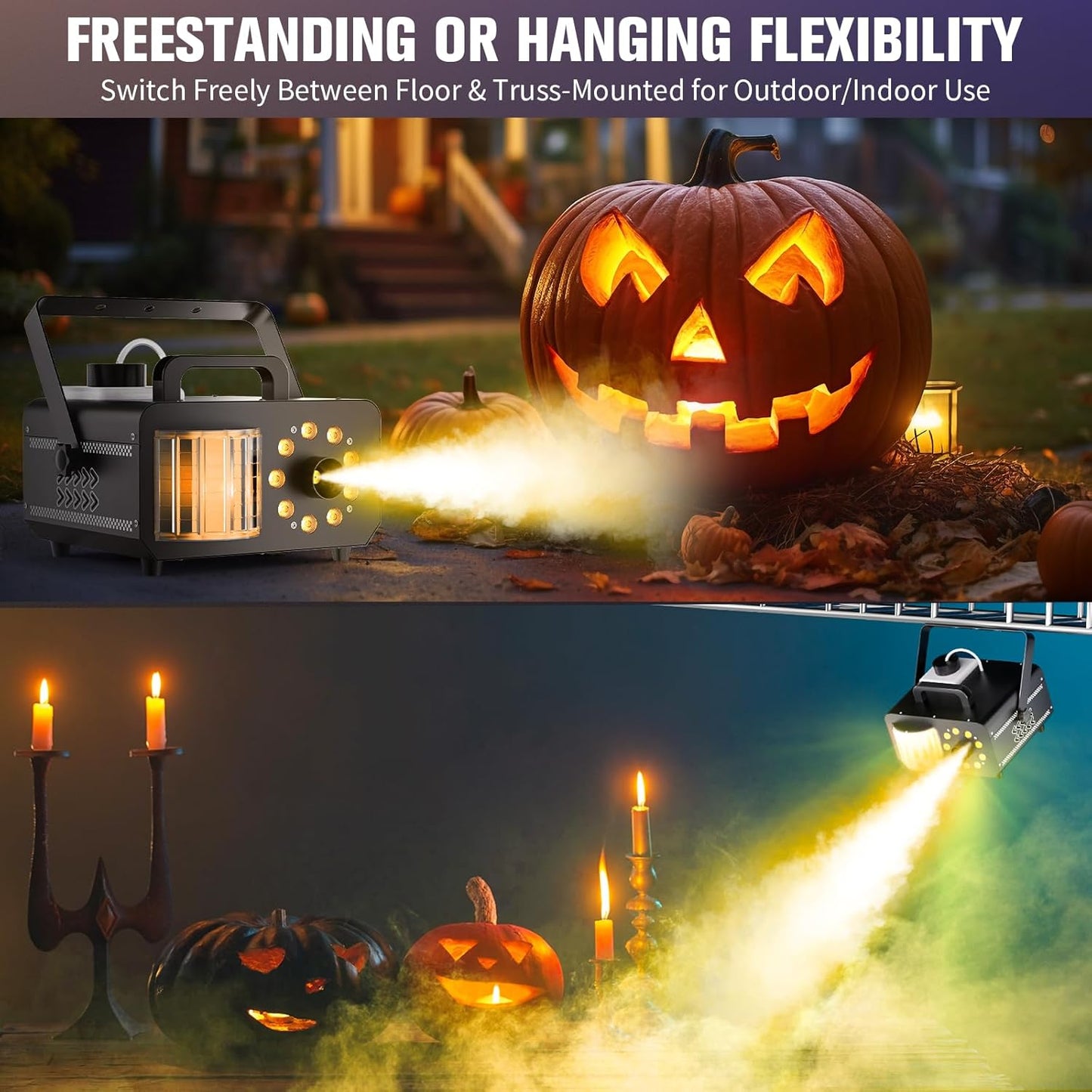 Fog Machine with 9 RGBW LED Lights, 1200W Professional Smoke Machine, 1L Tank, 3000CFM Output, 14 Colors for DJ Party Stage Wedding Halloween