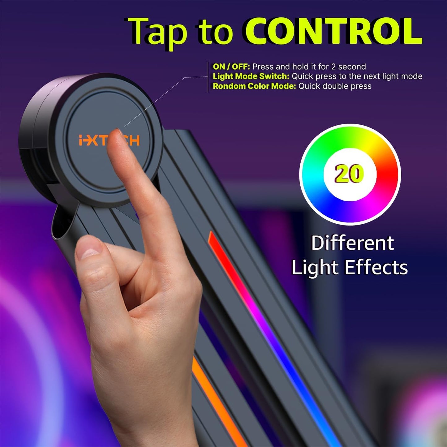 IXTECH RGB Mic Boom Arm High Profile, Overhead Boom Arm Microphone Stand Desk Mount, Adjustable Microphone Stand with Desk Mount, Mic Arm for Live Streaming Gaming Podcasting Recording.