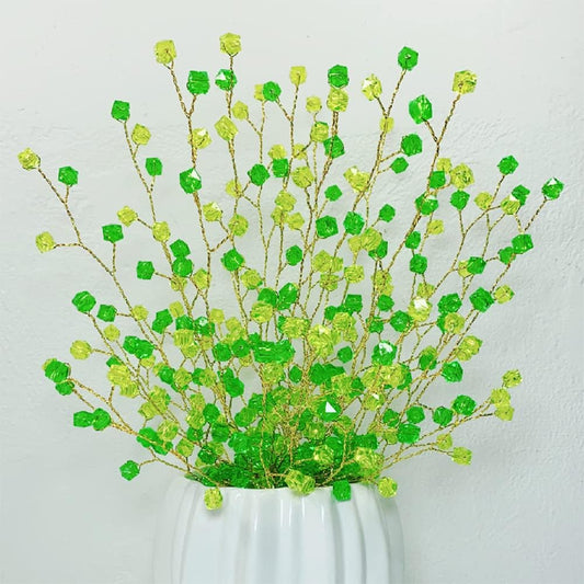 16PCS Crystal Artificial Flowers Bouquets Handmade Acrylic Flower Branches Fake Beaded Baby Breath Floral Crafts for Wedding Party Home Decor