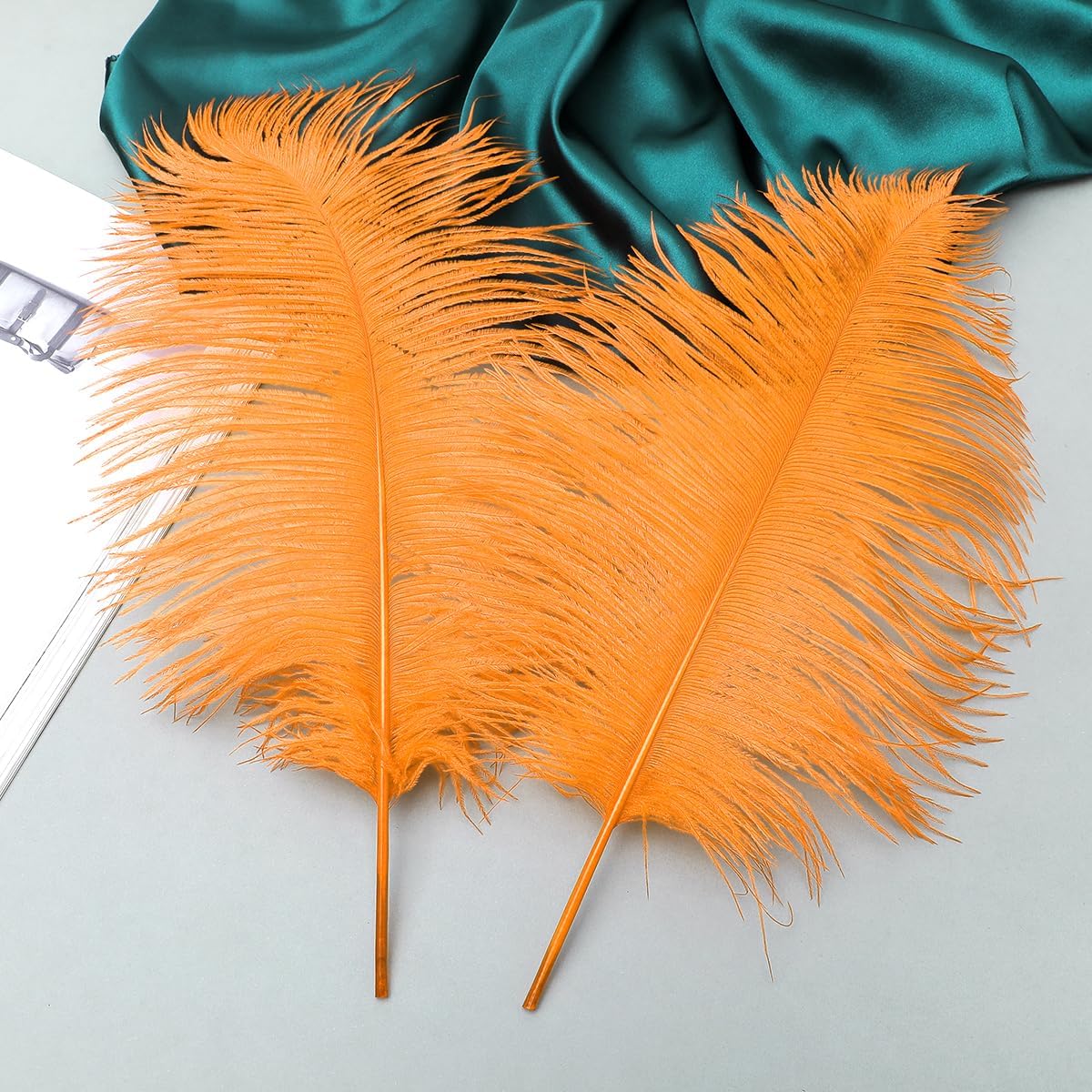 Ballinger Orange Large Ostrich Feathers - 24Pcs 12-14inch Big Feathers for Crafts,Wedding Party Centerpieces and Halloween Home Decor