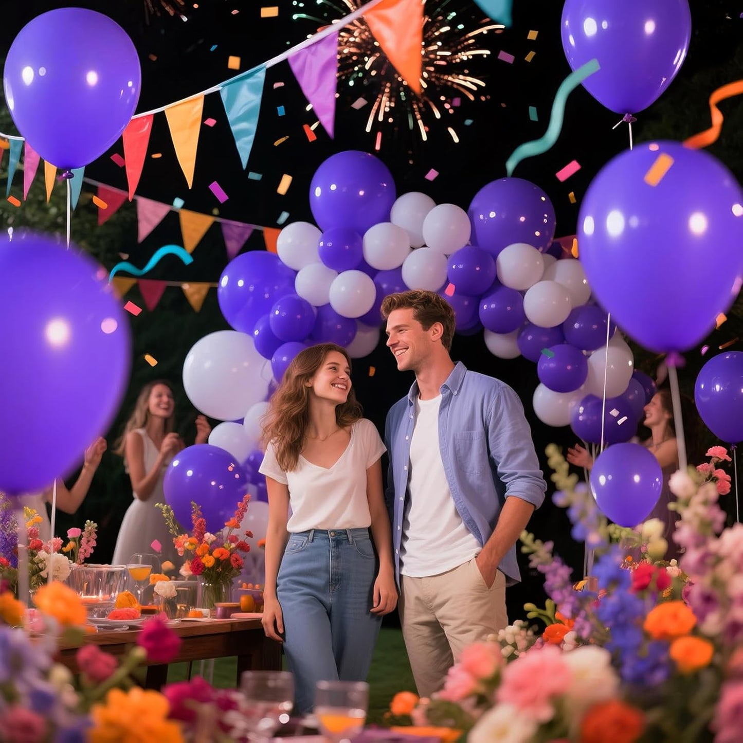 KAWKALSH Purple Latex Party Balloons, 110 Pack 12 inch Round Helium Balloons for Wedding Graduation Halloween Birthday Party Backdrop Decorations