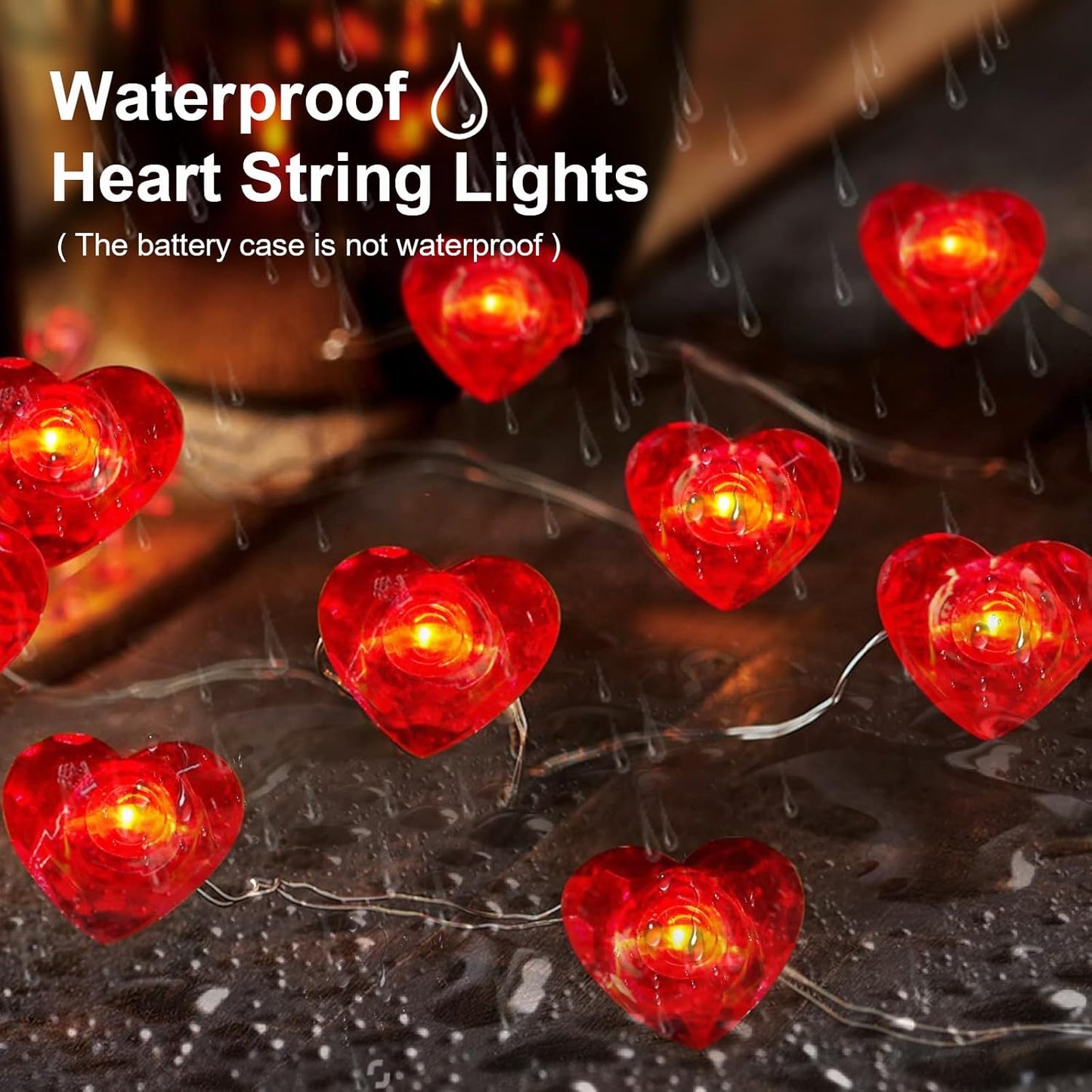 1 Pack Valentine’s Day Red Heart Fairy String Lights 16FT 50 LEDs Valentine's Day Lights Battery Powered Mother Day Decor