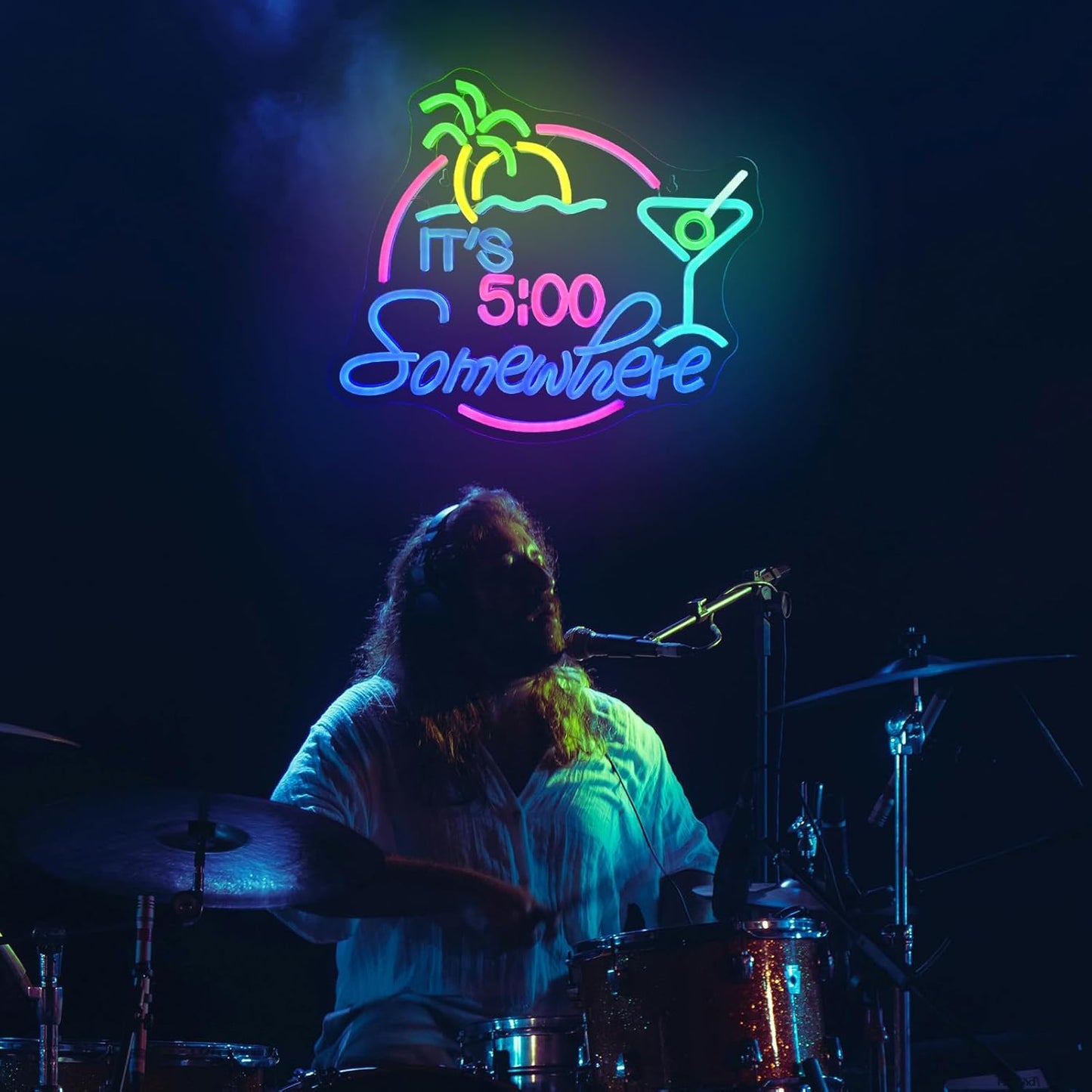 It's 5:00 Somewhere Neon Sign, USB Powered LED Neon Sign for Wall Decor,Dimmable, 5V/2A, for Home, Party, Gift, Bedroom, Man Cave, Bar, Beer Garage, Secrect Space