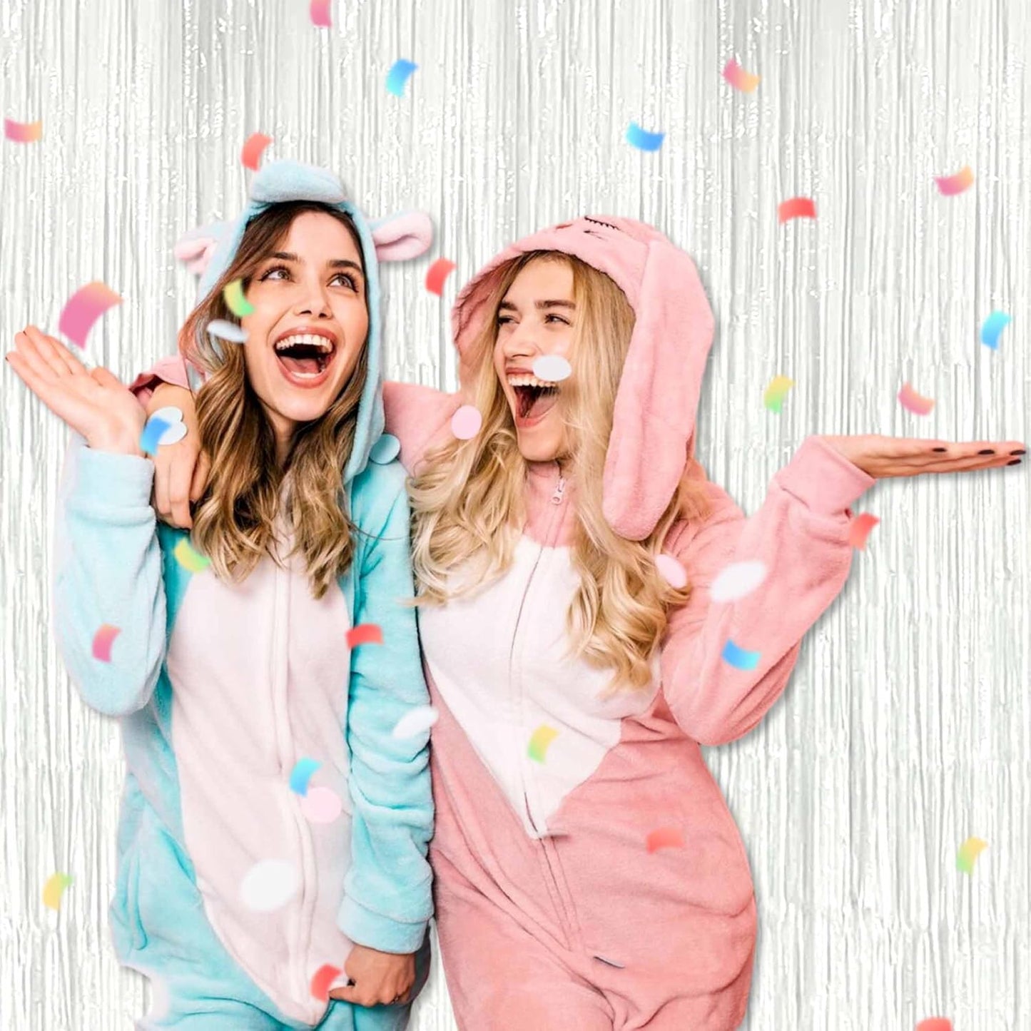 6 Pack Macaron White Foil Fringe Curtains Backdrop, 3.28 x 8.2 Ft Metallic Streamers Tinsel Curtains Background for Photo Booth, Birthday, Weddings, Carnivals, Graduation, Themed Party Decorations