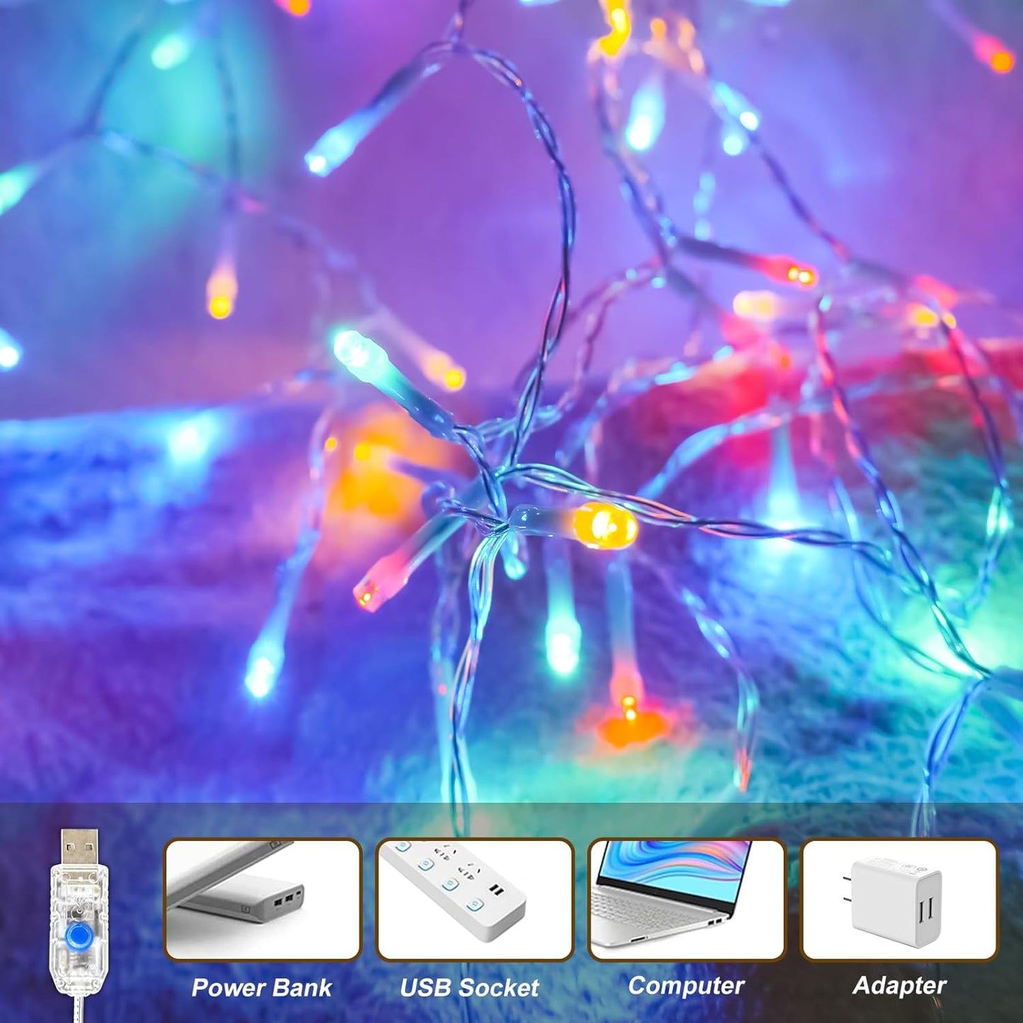 Curtain Light for Bedroom, 200LED 6.6x6.6ft Multicolor Window Wall Hanging Fairy Curtain String Light, 8 Modes Remote Fairy String Lights Indoor for Wedding Party Home Garden Decorations