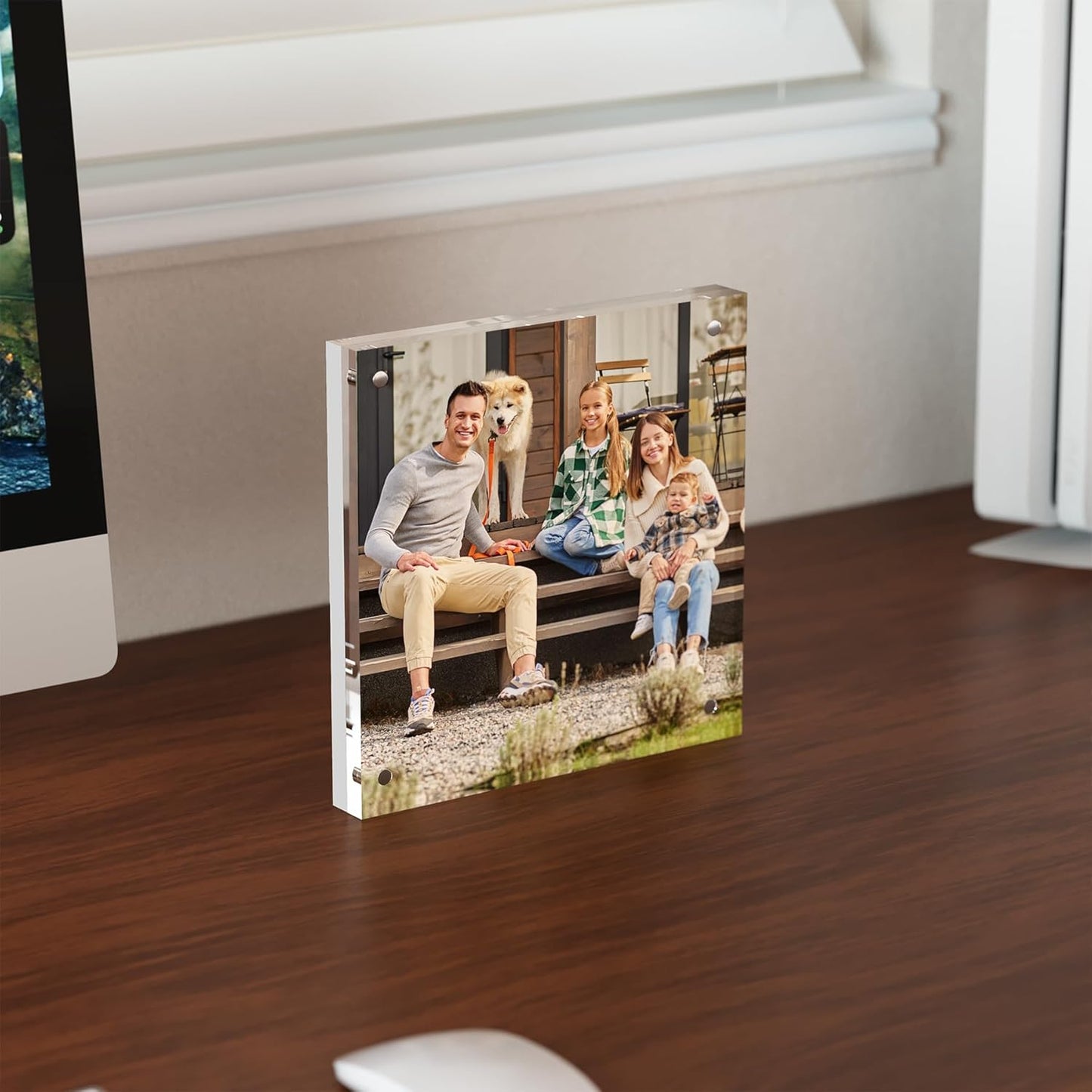 4x6 Acrylic Picture Frame 5 Pack, Clear Freestanding Double Sided Frameless Magnetic Photo Frames, Desktop Display Decor Gift