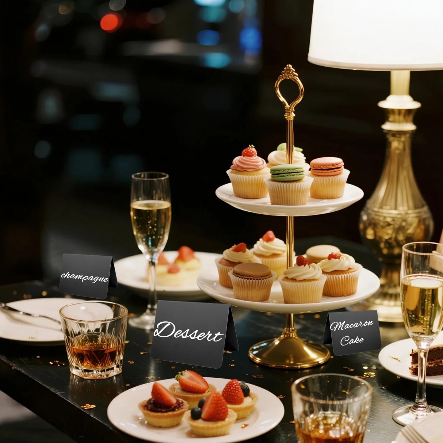 20 Pack Mini Chalkboard Signs for Food Display - 4"x3" Reusable Buffet Food Labels for Party, Catering, Wedding Dessert Table Bakery, with 5 Markers and 85 Labels