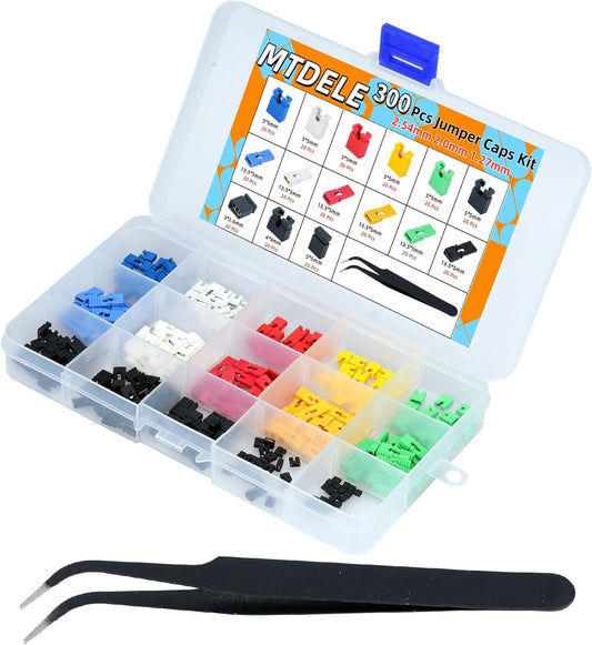 300Pcs Jumper Caps Kit 2.54mm 2.0mm 1.27mm Compatible with Arduino Raspberry Pi PCB Circuit Board Connection Pin