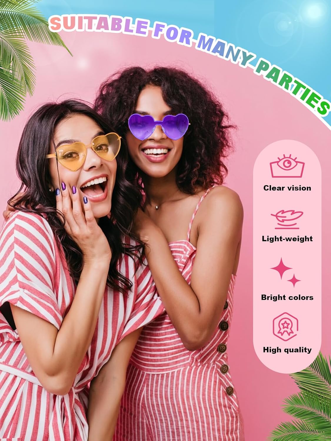 12 Pairs Heart Shaped Sunglasses for Women Colorful Glasses Fun Trendy Transparent Heart Sunglasses Party Favor (Mixed Colors)