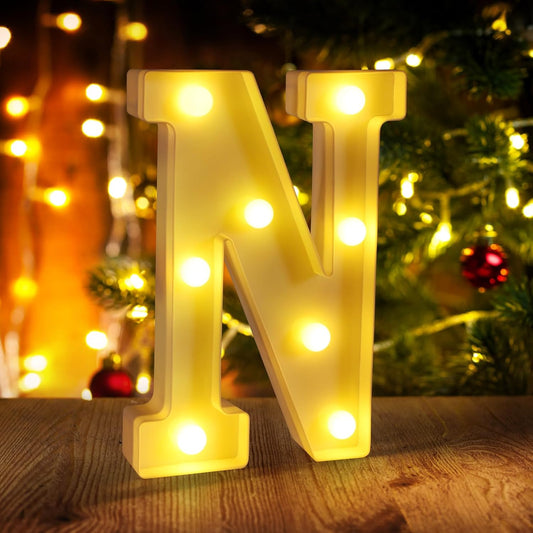 Light Up Letters N,LED Sign Marquee Letters 26 Alphabet for Party Birthday Name,Wedding,Christmas Decorations,Personalized Name Sign Letter for Centerpieces Table and Wall Decor