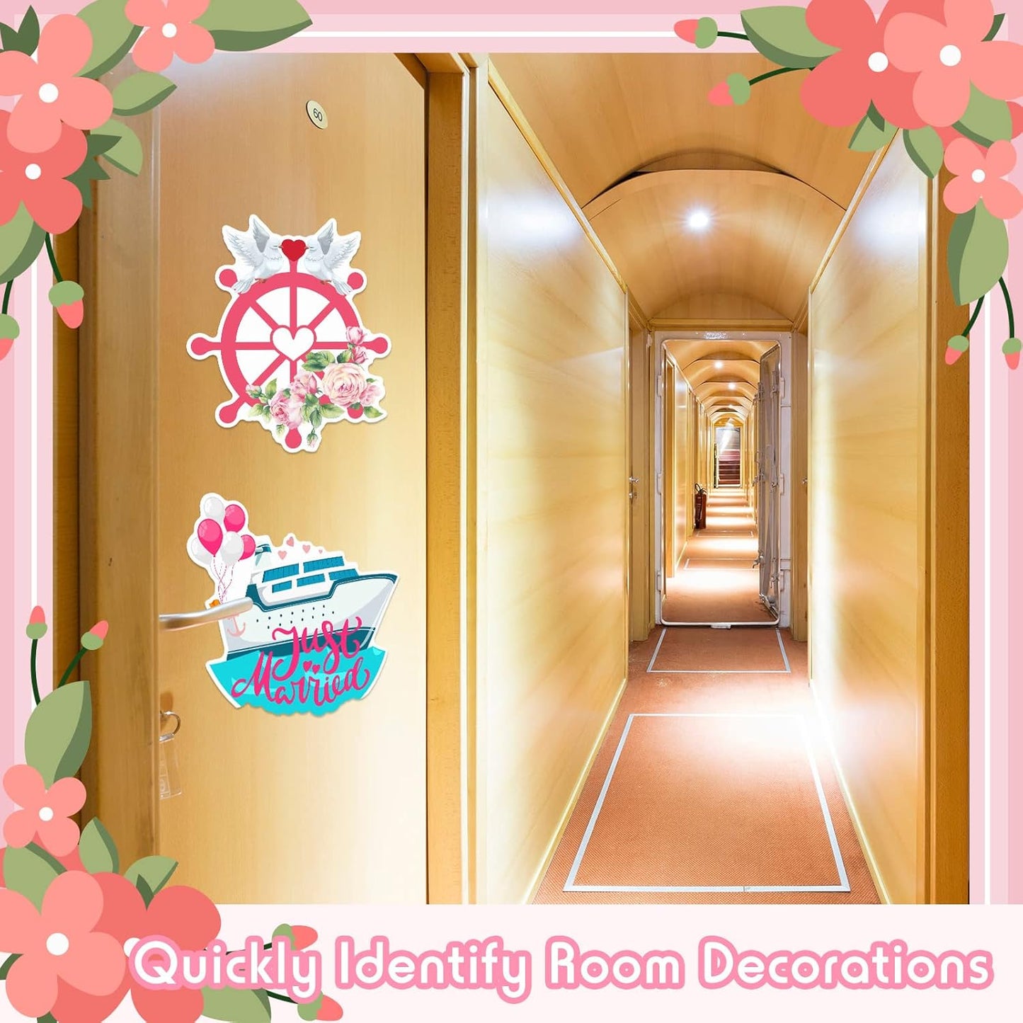 Xuhal 4 Pcs Just Married Cruise Door Decorations Wedding Honeymoon Cruise Door Magnets Just Married Car Decoration Anchor Life Preserver Magnet Carnival Car Locker Refrigerator