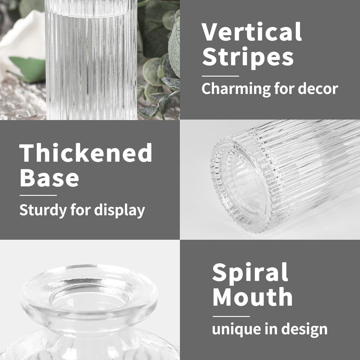 Glass Bud Vases Set of 20, Living Bud Vases, Small Bud Vase in Bulk, Mini Flowers Vases for Centerpiece, Vintage Decorative Vase Set for Table Decorations, Wedding Reception, Home Decor (Clear)