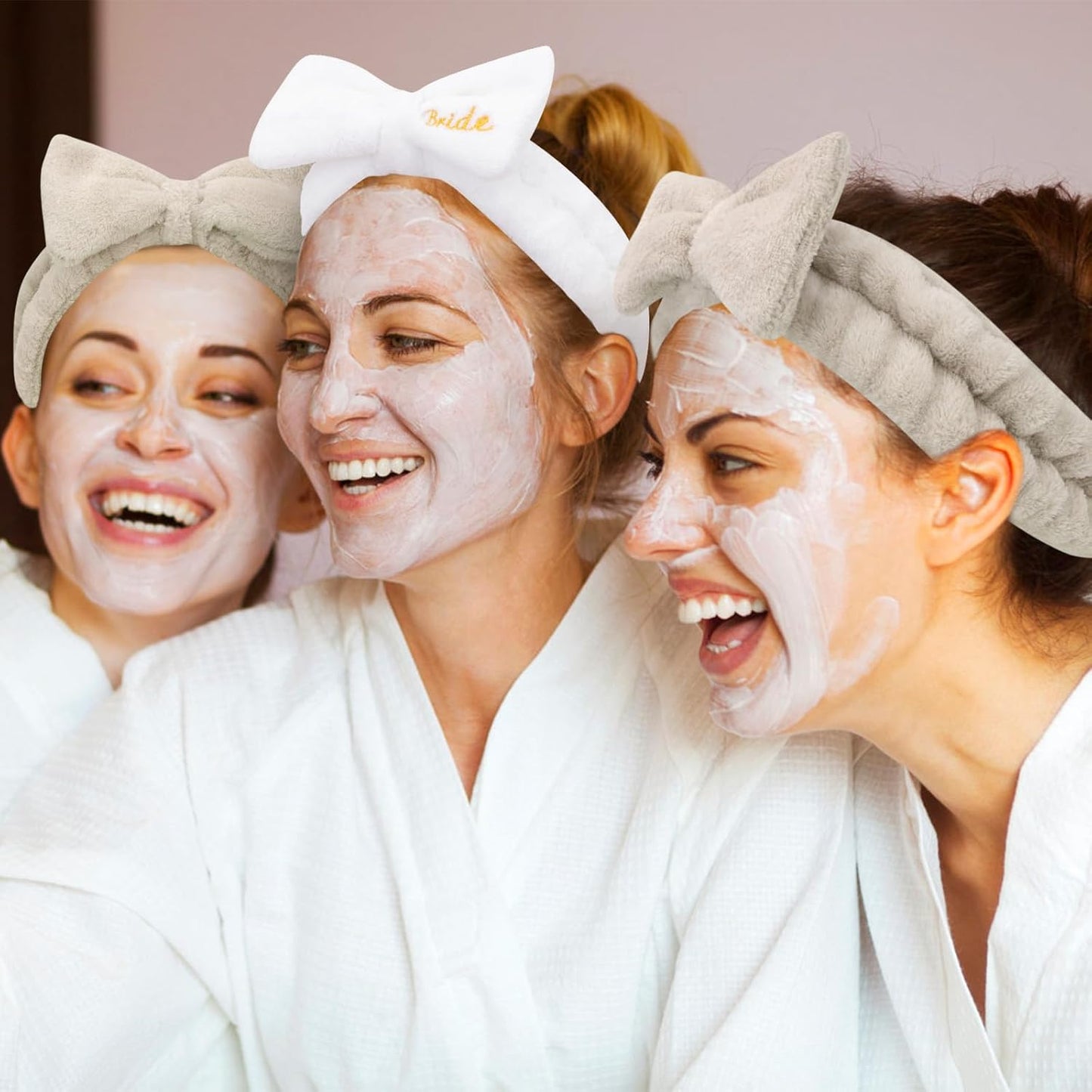 Semato Bachelorette Party Favor Set - Bride & Bridesmaid Spa Headbands (1 bride+ 7 Light coffee)