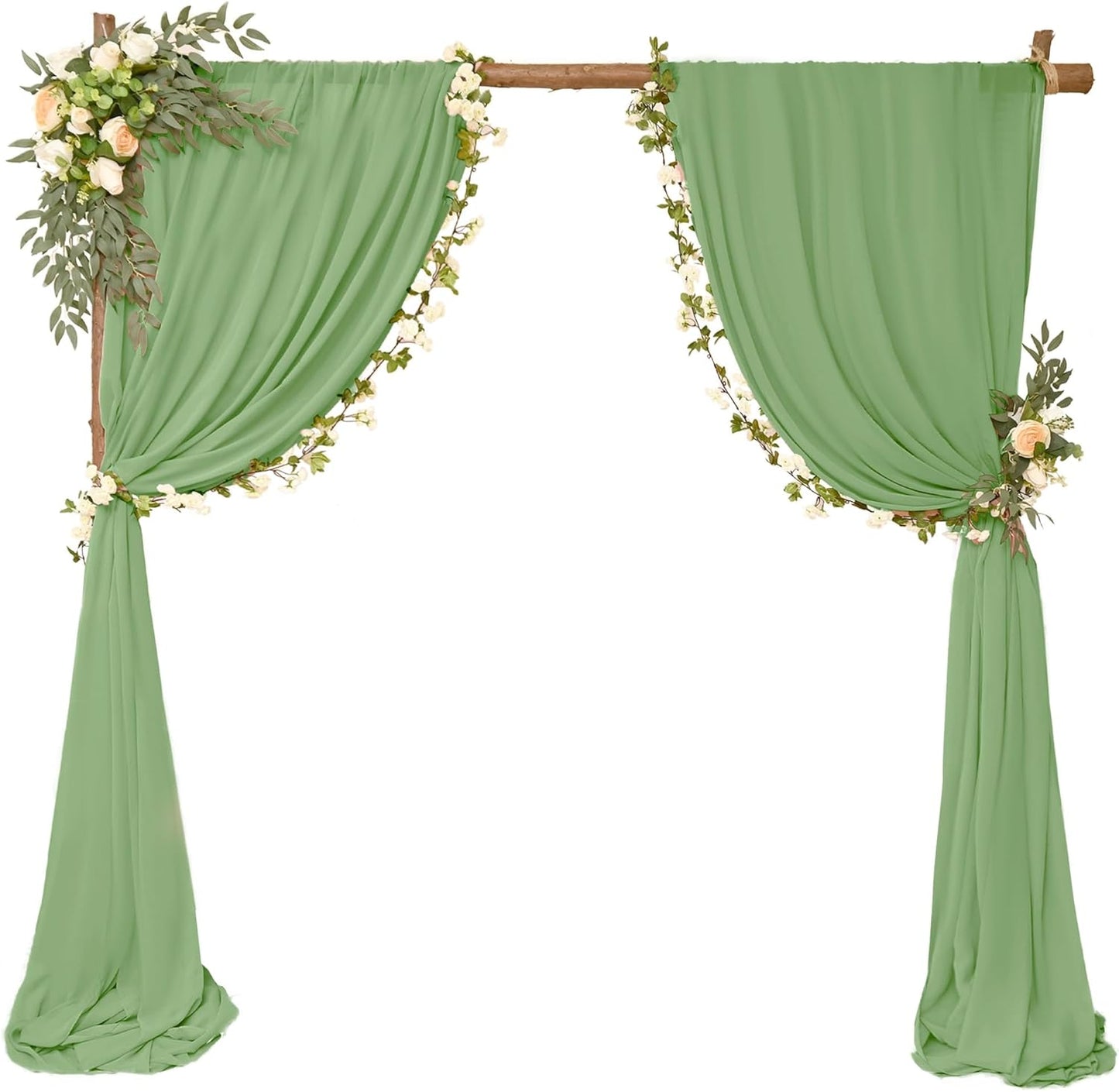 4 Panels Wedding Arch Draping Fabric 28"x 20Ft Chiffon Wedding Arch Drape Chiffon Fabric Drape Sheer Backdrop Curtain for Nuptials Party Ceremony Birthday Reception Backdropn Ceiling Decor(Sage Green)