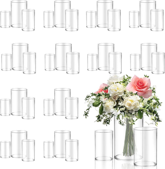 36pcs Glass Vase Cylinder for Centerpieces Small Flower Glass Clear Home Decor Centerpiece Table Flower Vase Decorations for Wedding＆Holiday 4,4.7,6Inch Tall