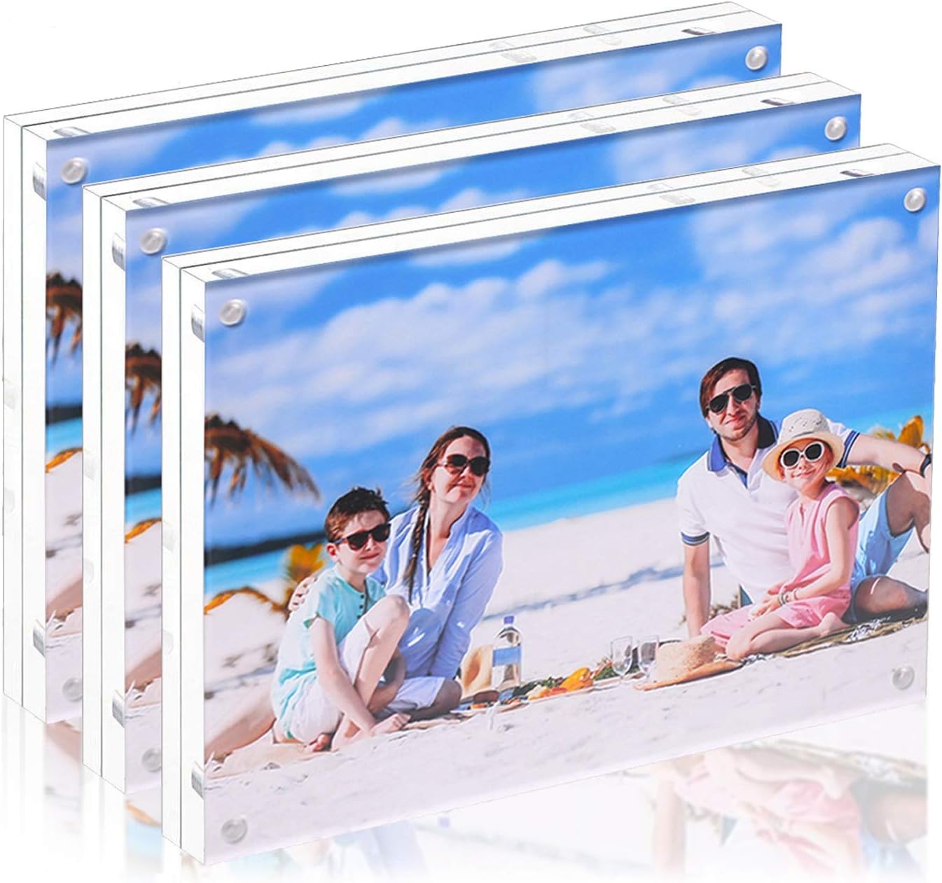 Premium Acrylic Picture Frame 4x6-3 Pack Gift Box Package, Clear Free Standing Desktop Double Sided Best Gift for Family, Perfect Decorate Birthday Wedding Party - Free Soft Microfiber